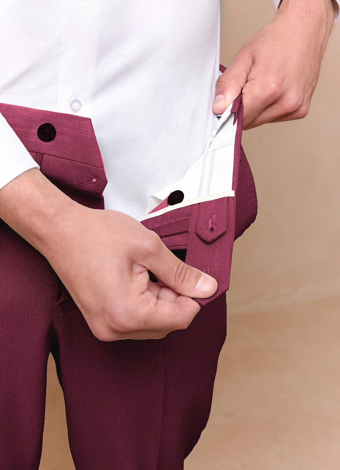 front James Burgundy Structured Stretch Dress Pants
