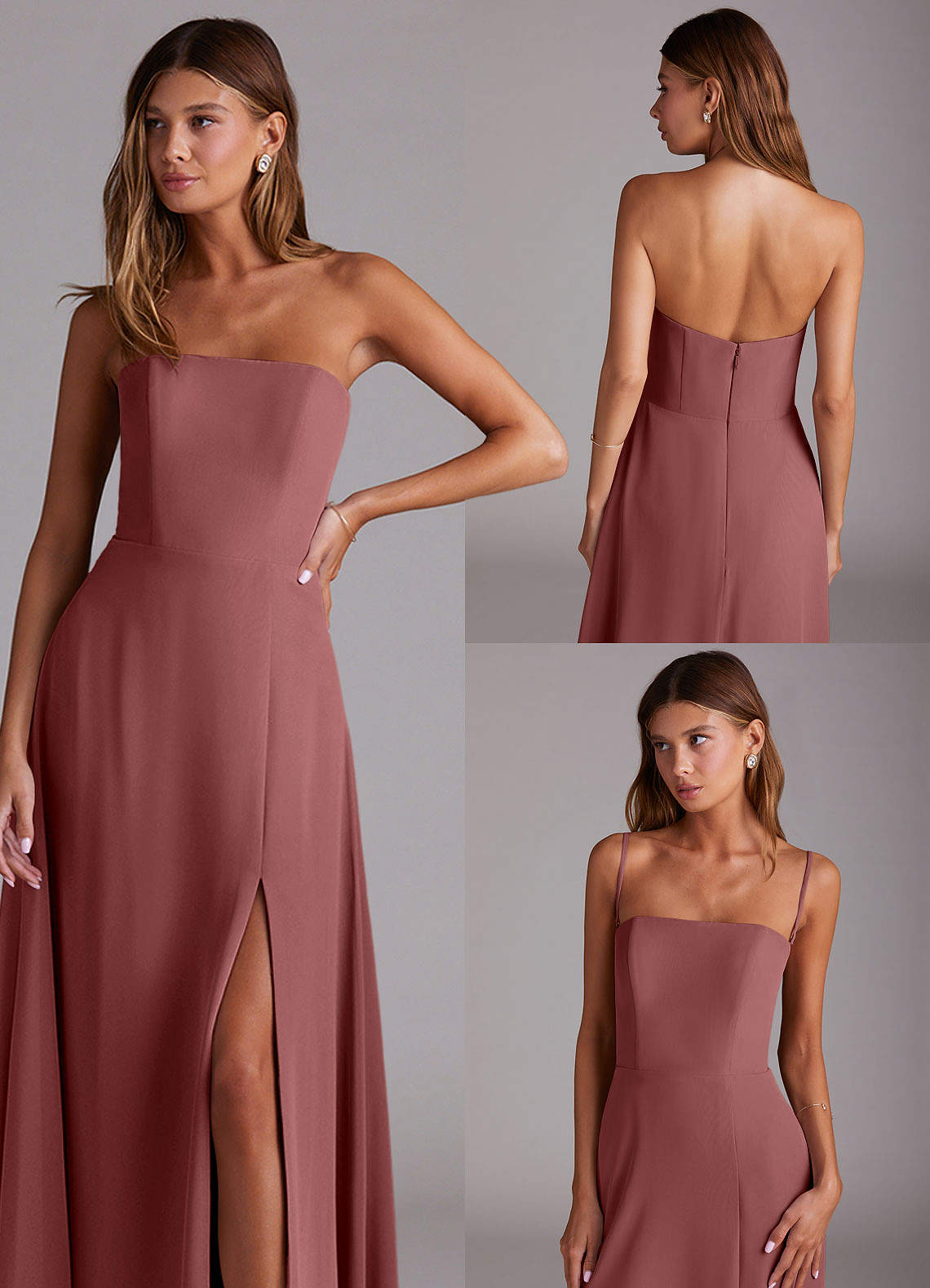 Azazie Wren Bridesmaid Dresses Amethyst A-Line Side Slit Chiffon Convertible Dress image8