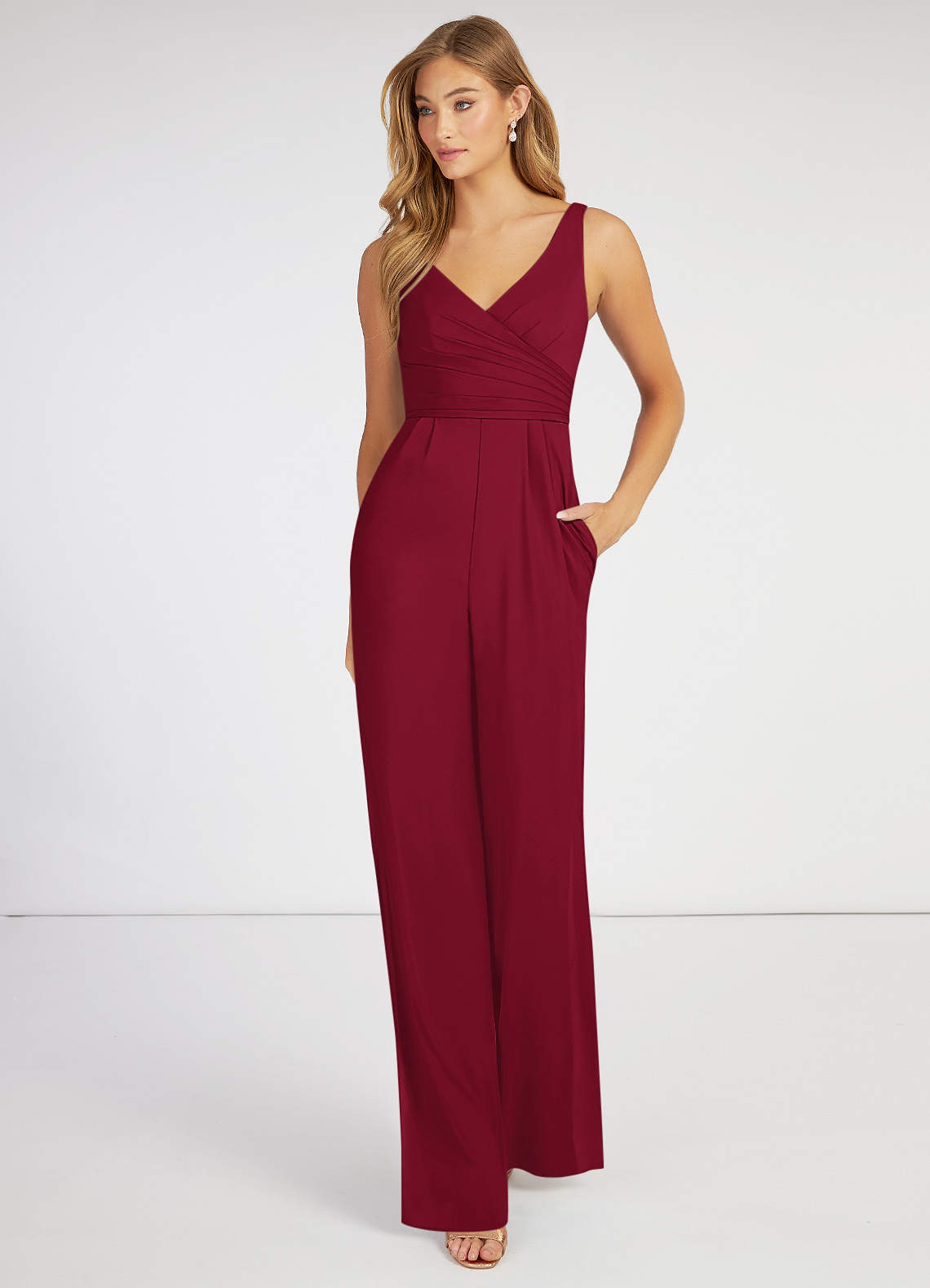 Red hot sale bridesmaid jumpsuit