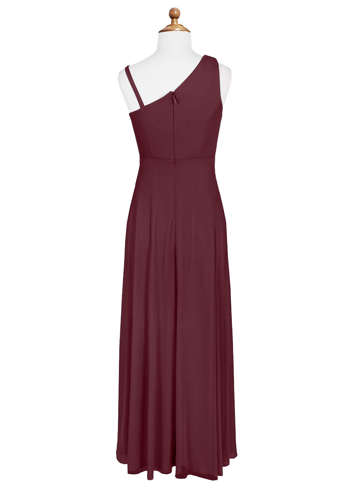 Azazie Brooke Junior Cabernet A-Line Pleated Mesh Dress image5