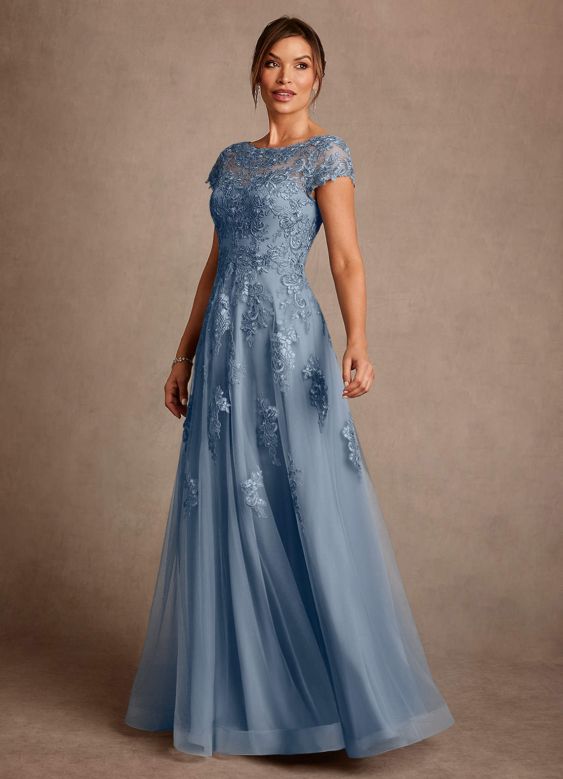 Azazie Jalinda Mother of the Bride Dresses Twilight A-Line Lace Chiffon Dress image3