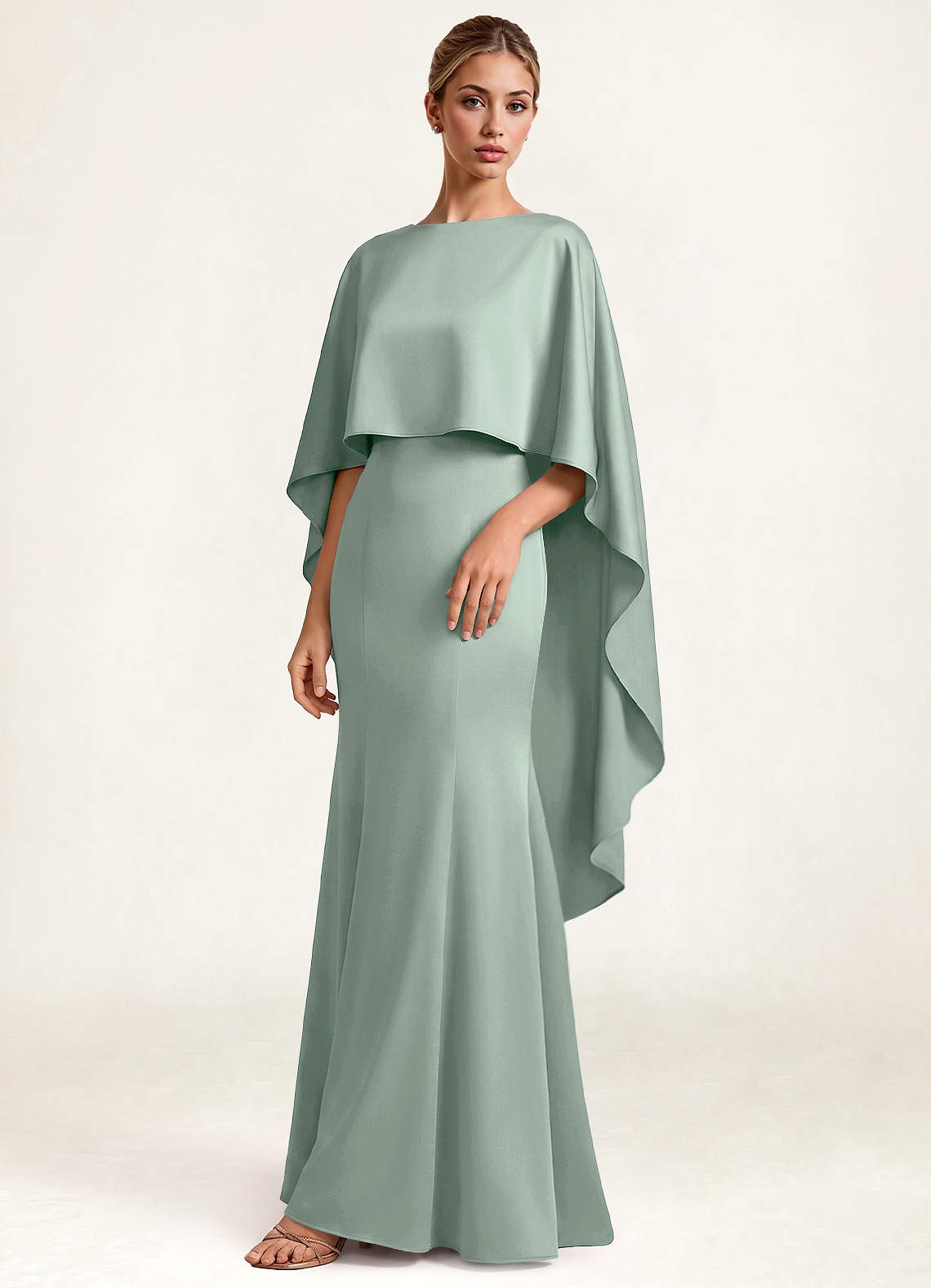 Azazie Matching Color Stretch Satin Multiway Cape
