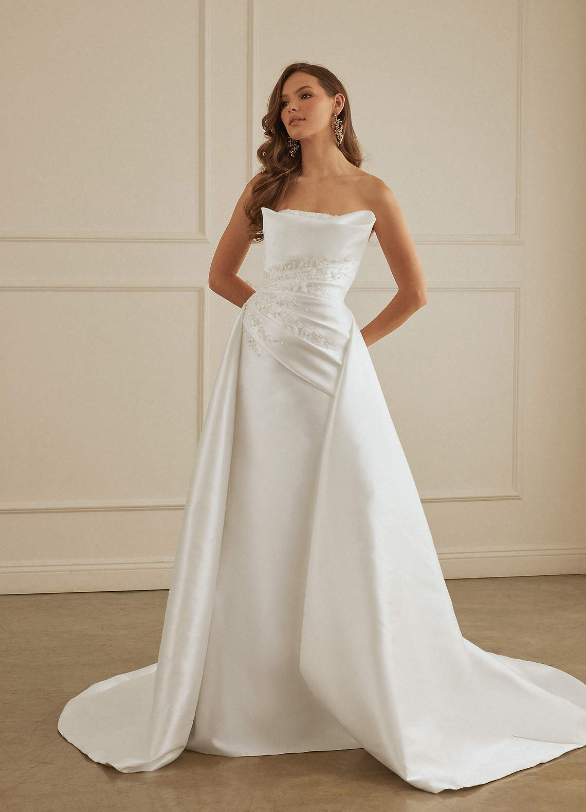 Christian Siriano Bridal for Azazie 2002 Diamond White Sheath Strapless  Mikado Dress Ready to Ship | Azazie, image size:1140x1578
