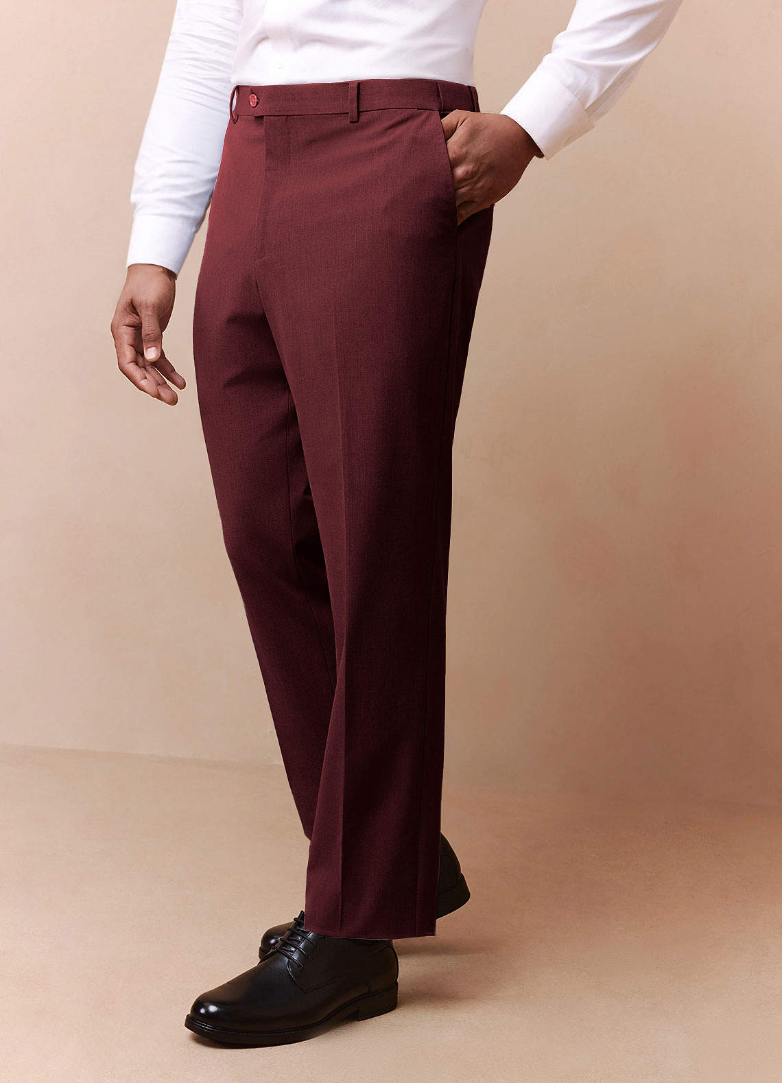 front Savile Burgundy Wool Blend Dress Pants