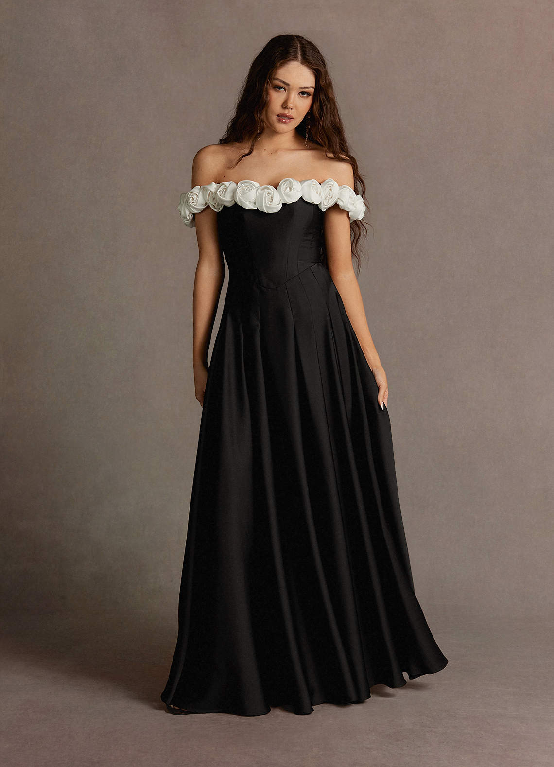 Cameron Black and White Rose Gown Cameron Black and White Rose Gown