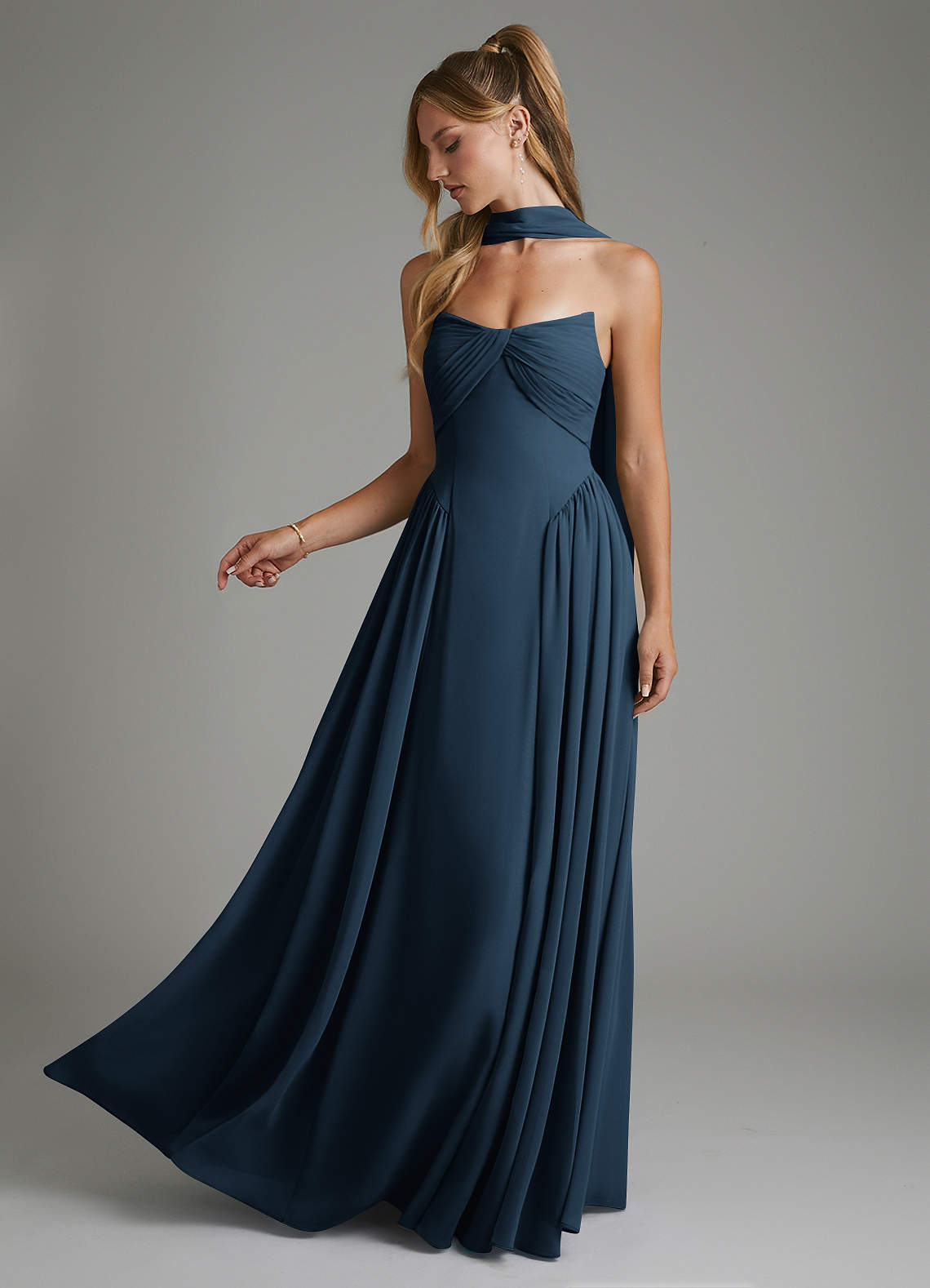 Azazie A-Line Strapless Floor-Length Chiffon Bridesmaid Dresses