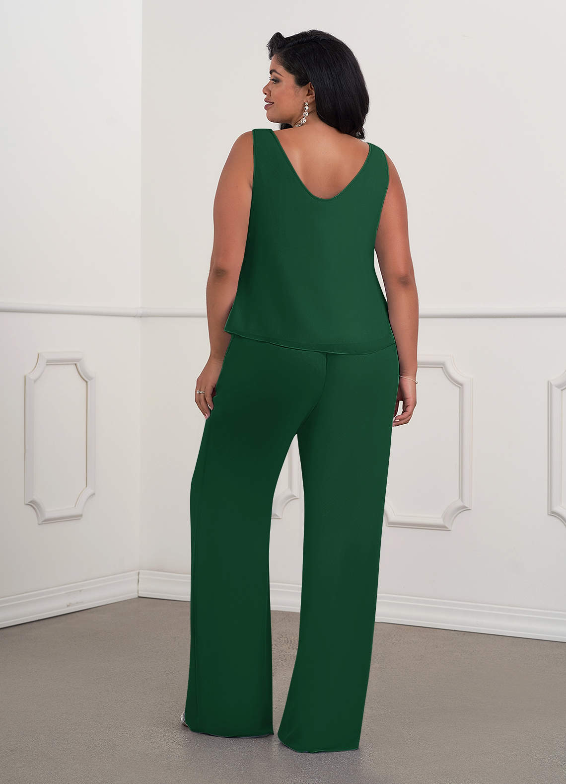 Azazie Maura Mother of the Bride Dresses Dark Green Jumpsuit/Pantsuit Sequins Chiffon Dress image10