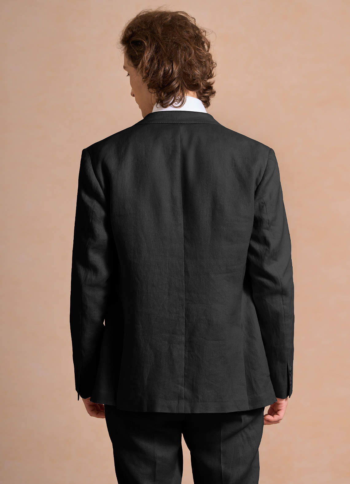 front Harrison Black 100% Linen Suit Jacket