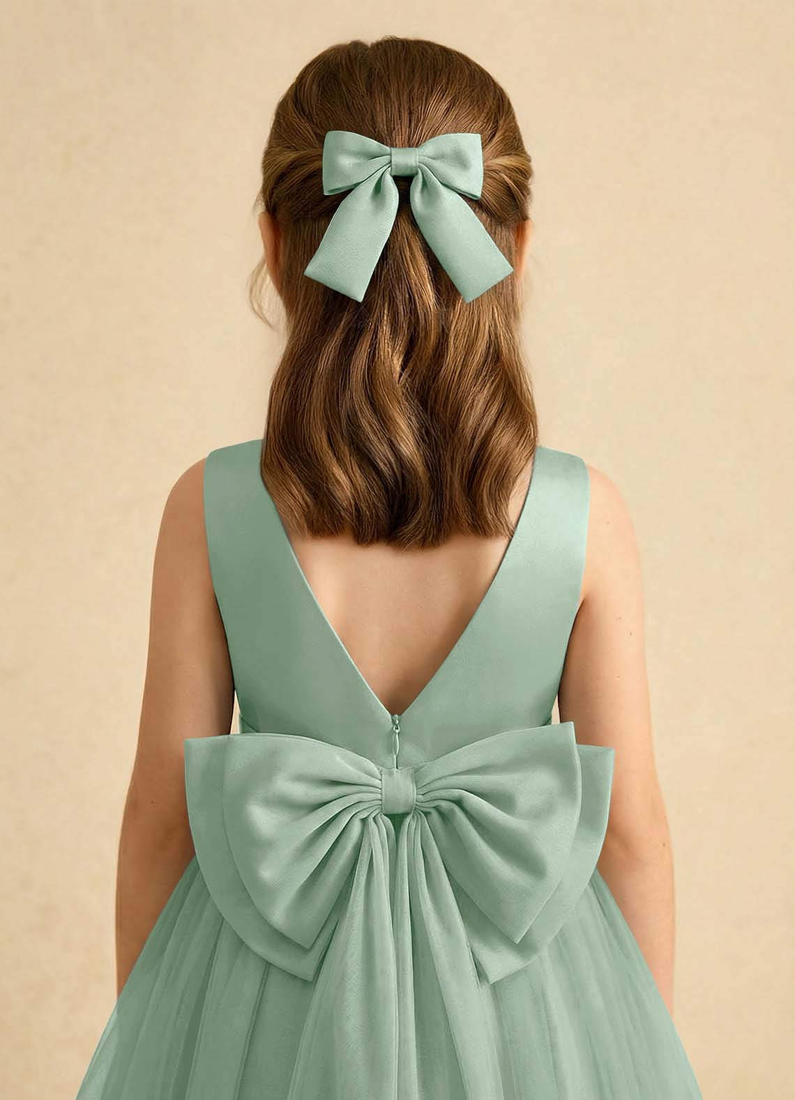 front Girls Matte Satin Bow Hair Clip