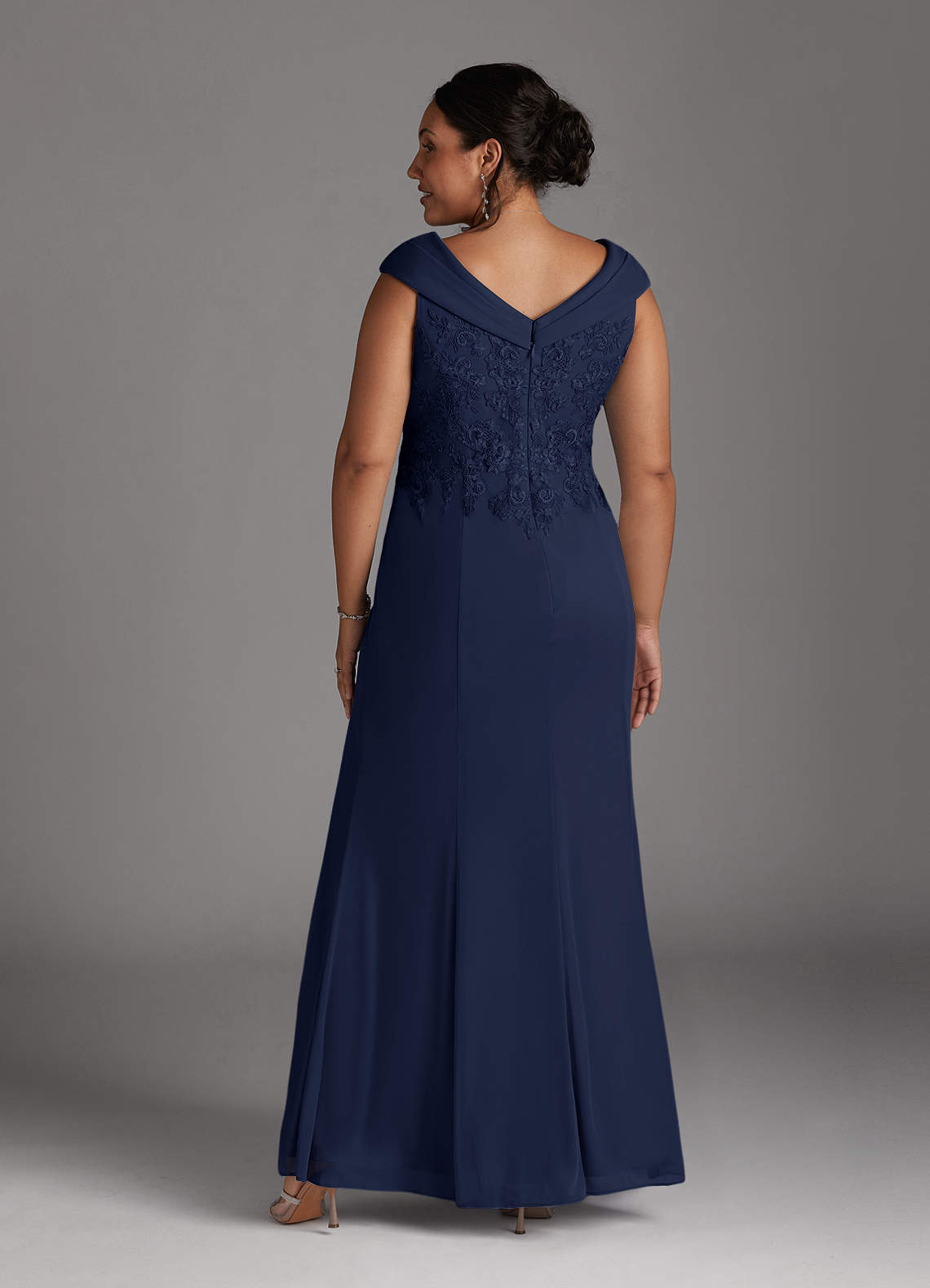 Azazie Calathea Dark Navy A-Line Lace Dress | Azazie