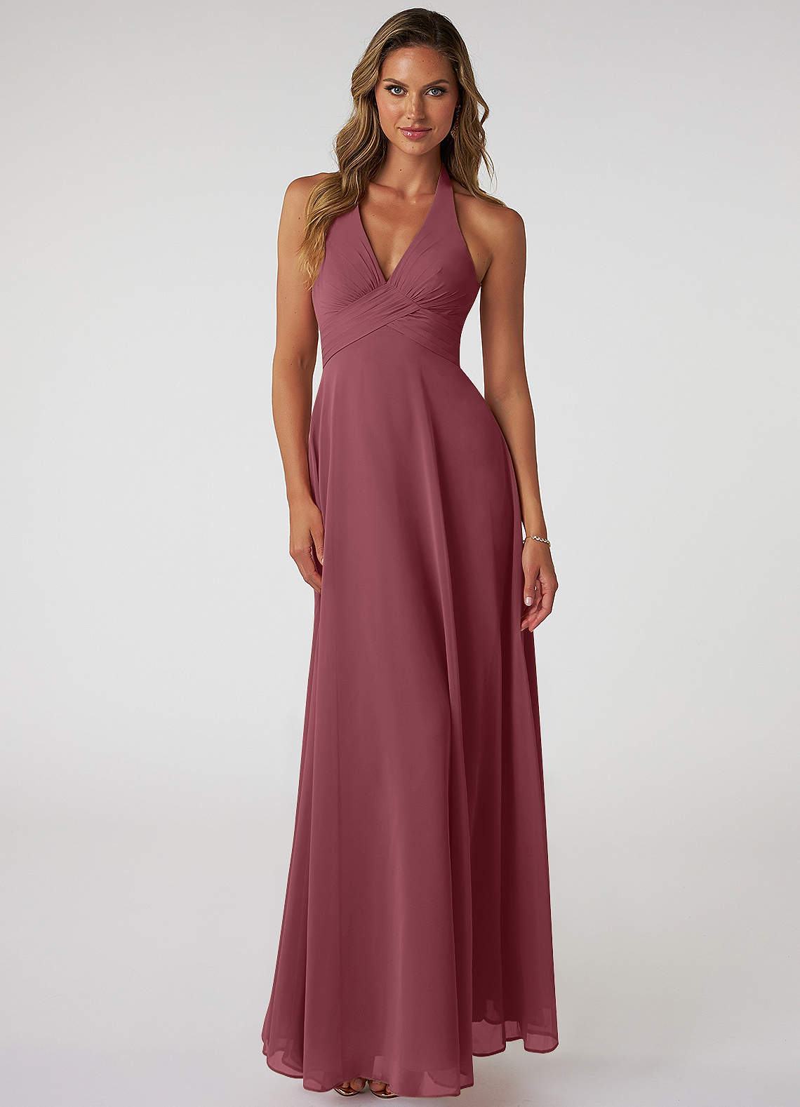 azazie desert rose bridesmaid dresses Plus Size A-Line Halter Neck Floor-Length Chiffon Dress's Color:27#-Puprle line bridesmaid dress styleattribute-euphoria Beige Stretch Seersucker Dress