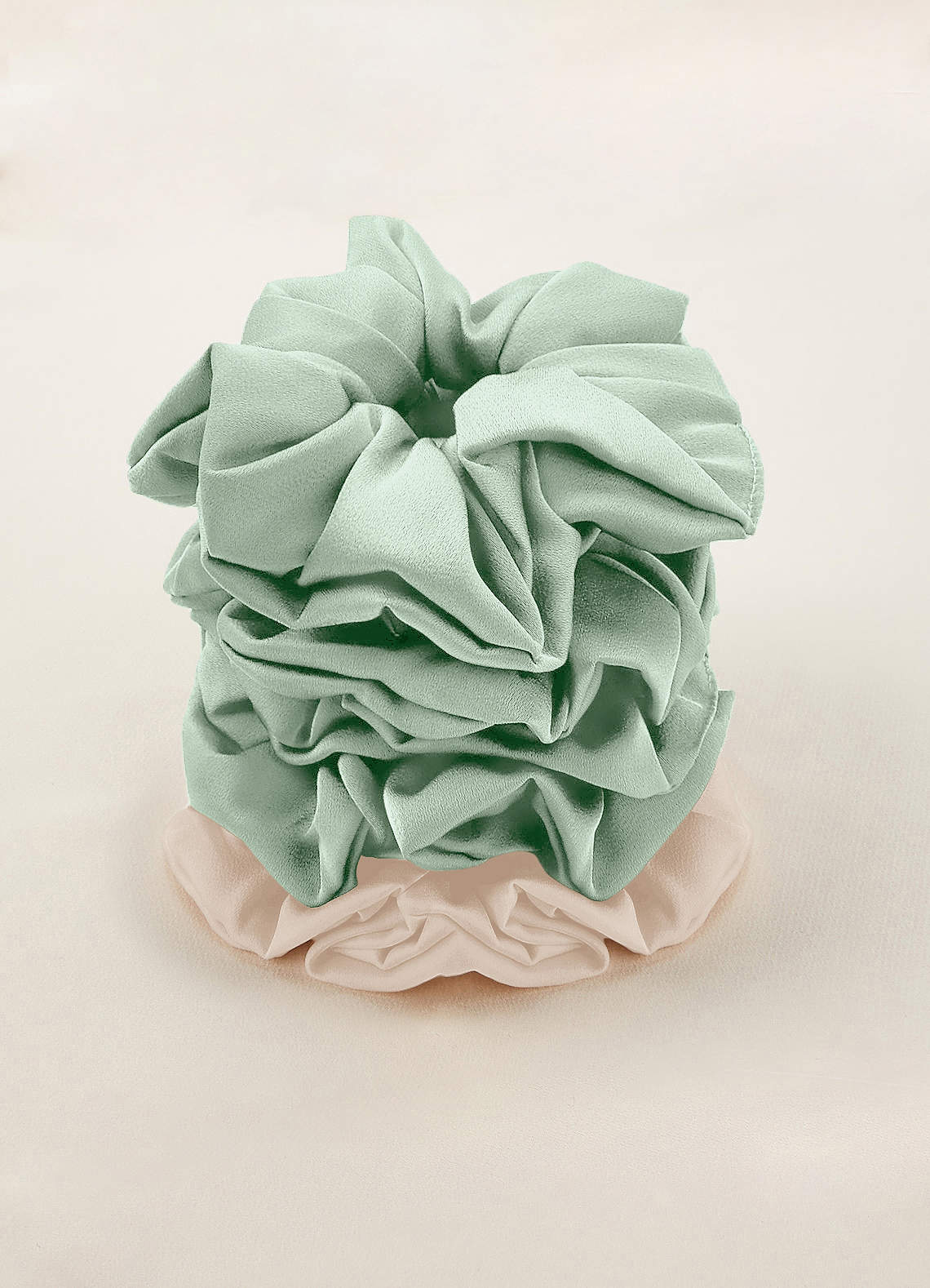 front Six-Piece Mixed Color Bridesmaid Stretch Satin Over Size Scrunchie Set