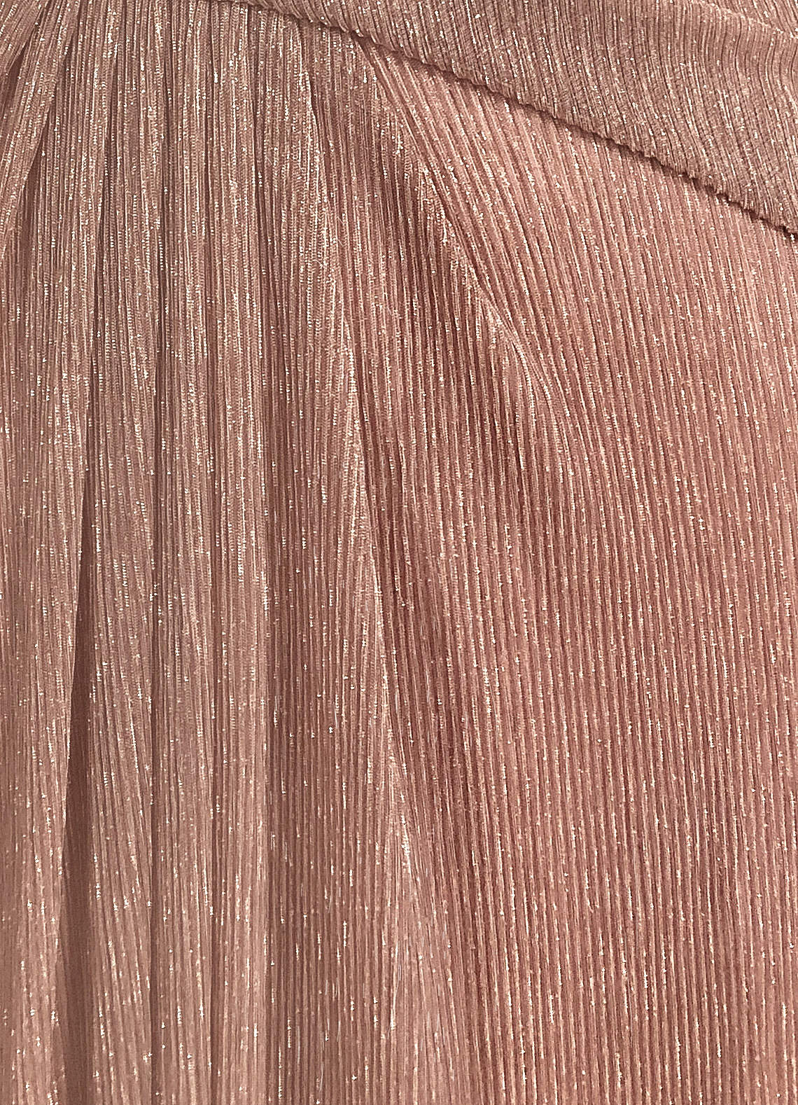 Upstudio Winslow At-home Try On Dresses Rose Gold A-Line V-Neck Pleated Metallic Mesh Dress image5