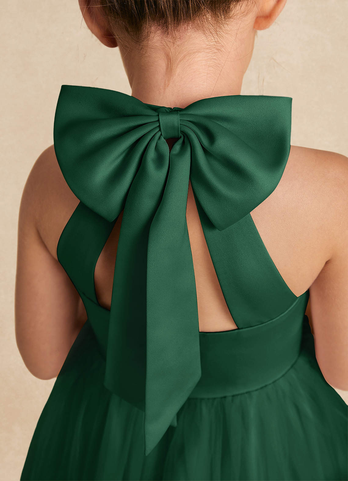 Azazie Bev Flower Girl Dresses Dark Green A-Line Convertible Tulle Dress image4