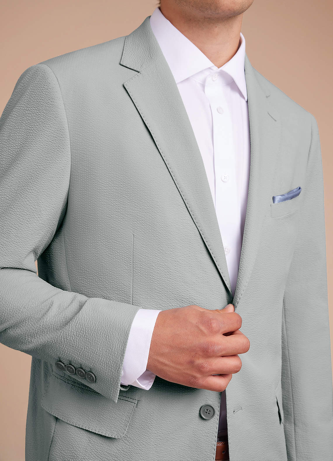 front Miles Light Grey Seersucker Suit Jacket