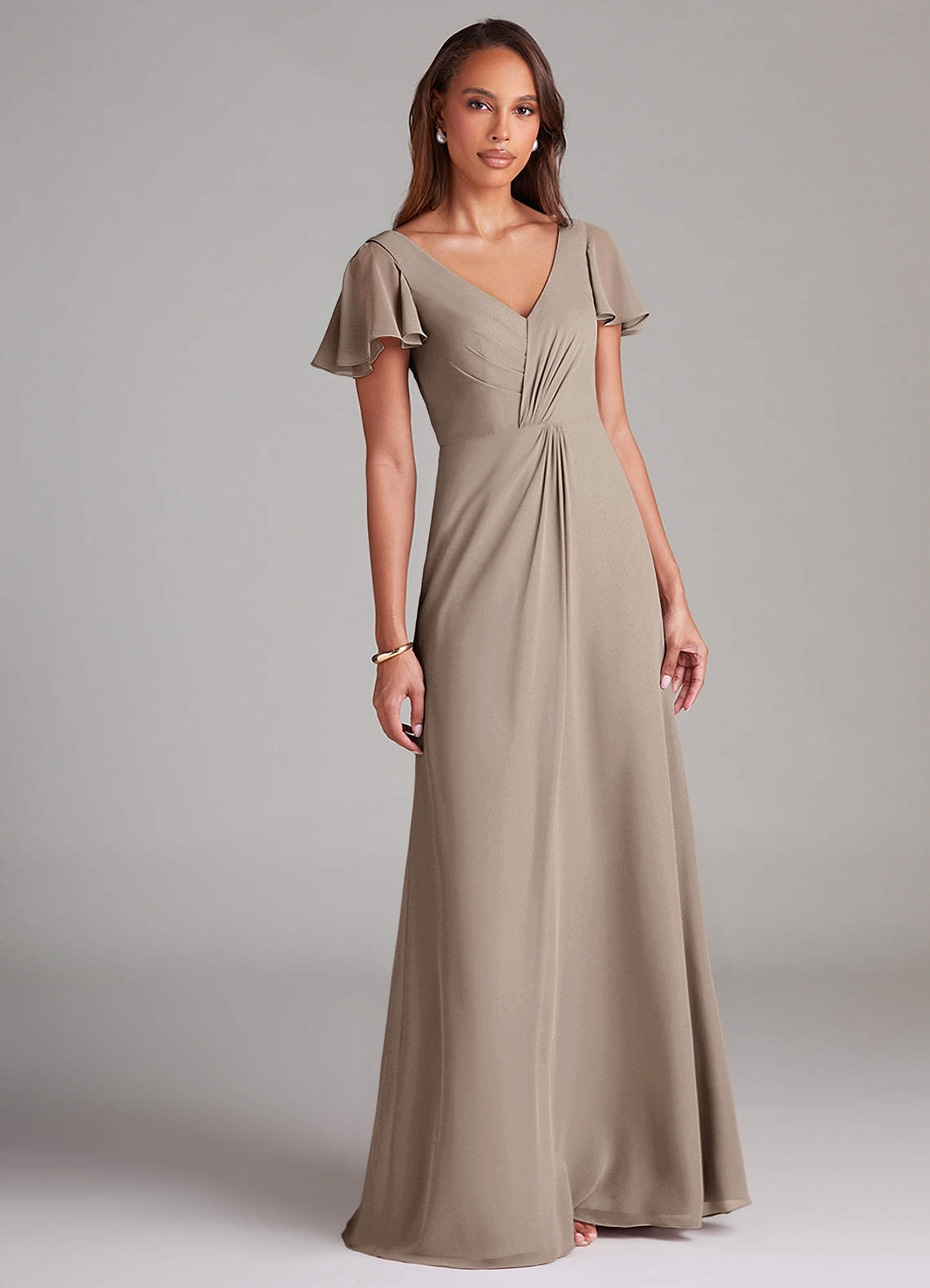 Azazie Soren Bridesmaid Dresses Frost A-Line Ruched Chiffon Dress image1