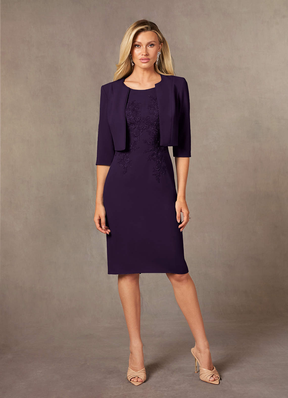 Azazie Ryne Mother of the Bride Dresses Plum Sheath Lace Dress image1