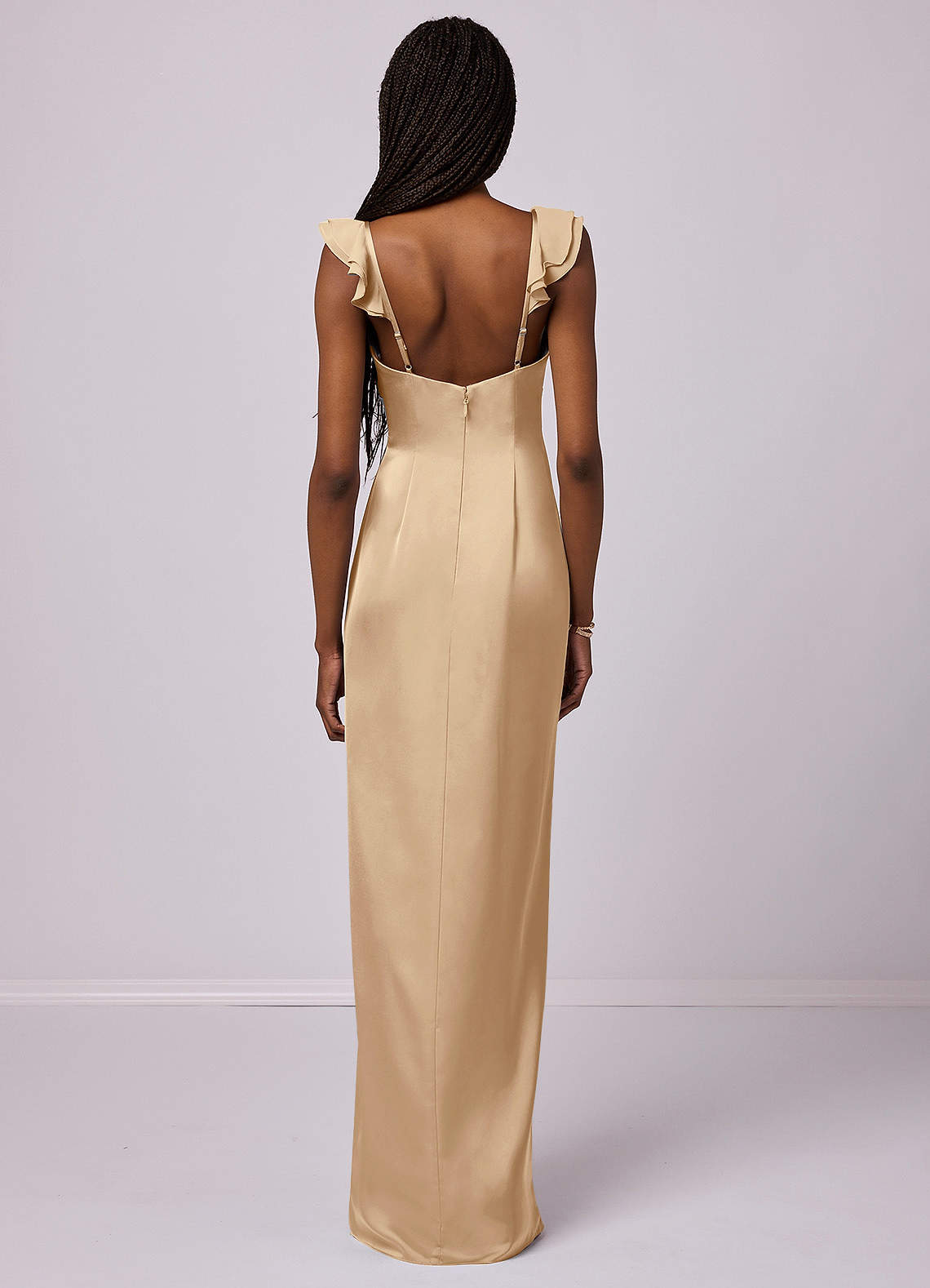 Barbie ♥ Azazie Bridesmaid Dresses Sheath Stretch Satin Floor-Length Dress image4