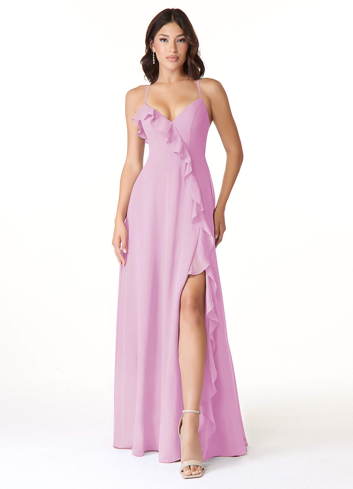 Azazie Tarni Bridesmaid Dresses Candy Pink A-Line Chiffon Dress image1