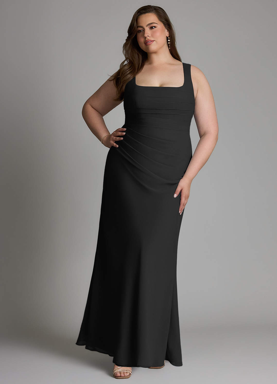 Azazie Agustina Bridesmaid Dresses Black Mermaid Corset Chiffon Dress image8