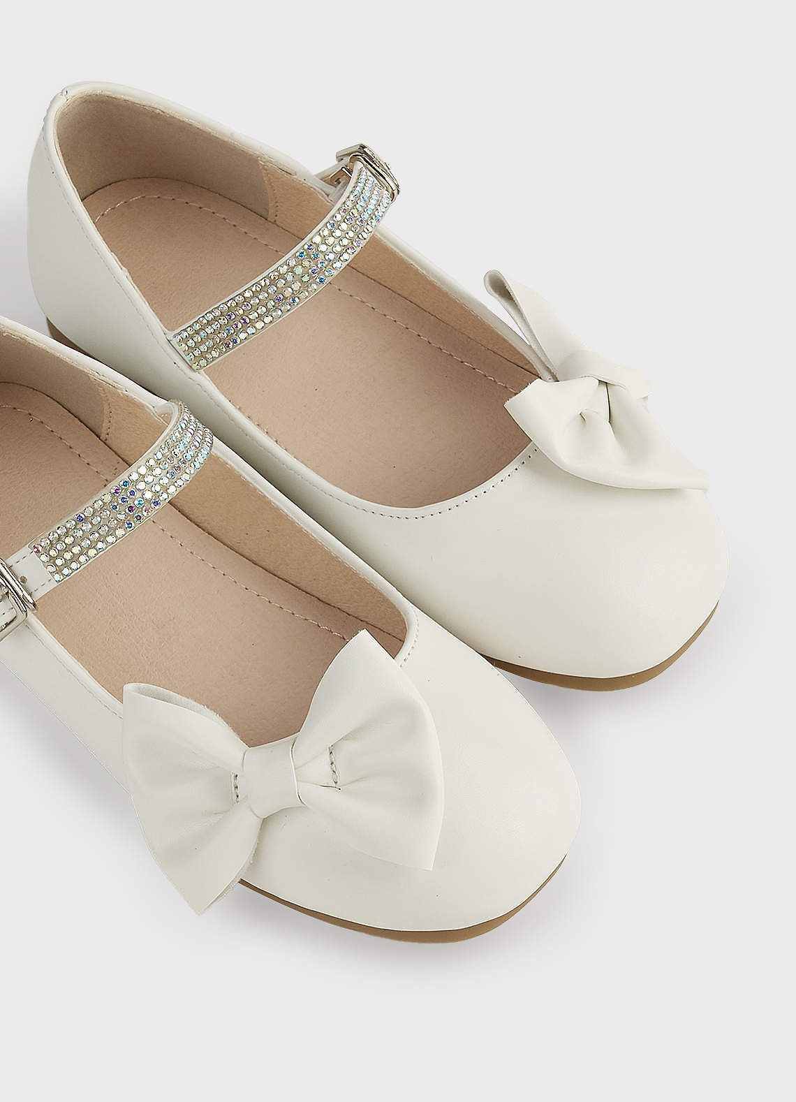 front Bow and Gliter Girls Flat Shoes