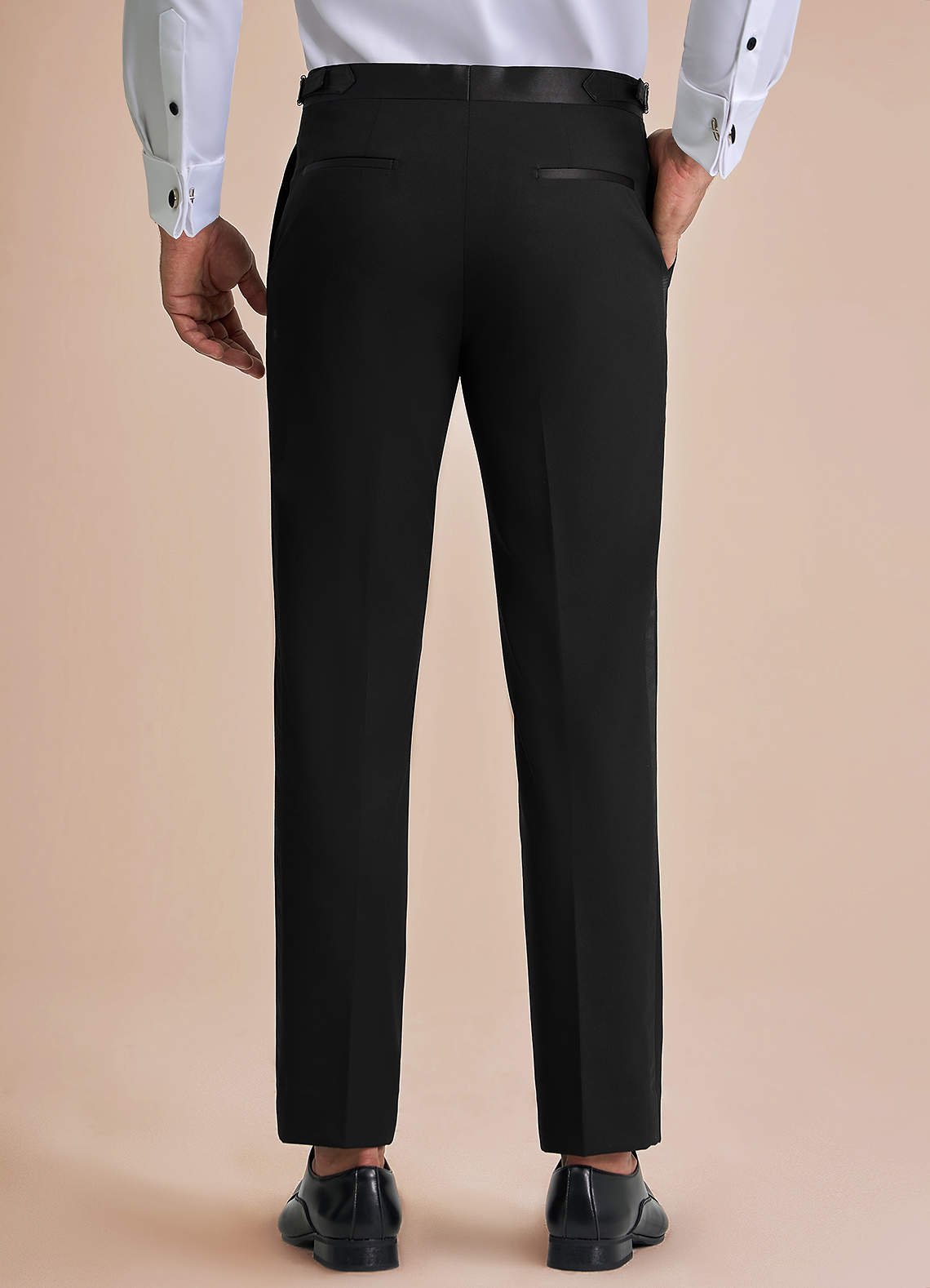 front Classic Black Peak Lapel Tuxedo Pants