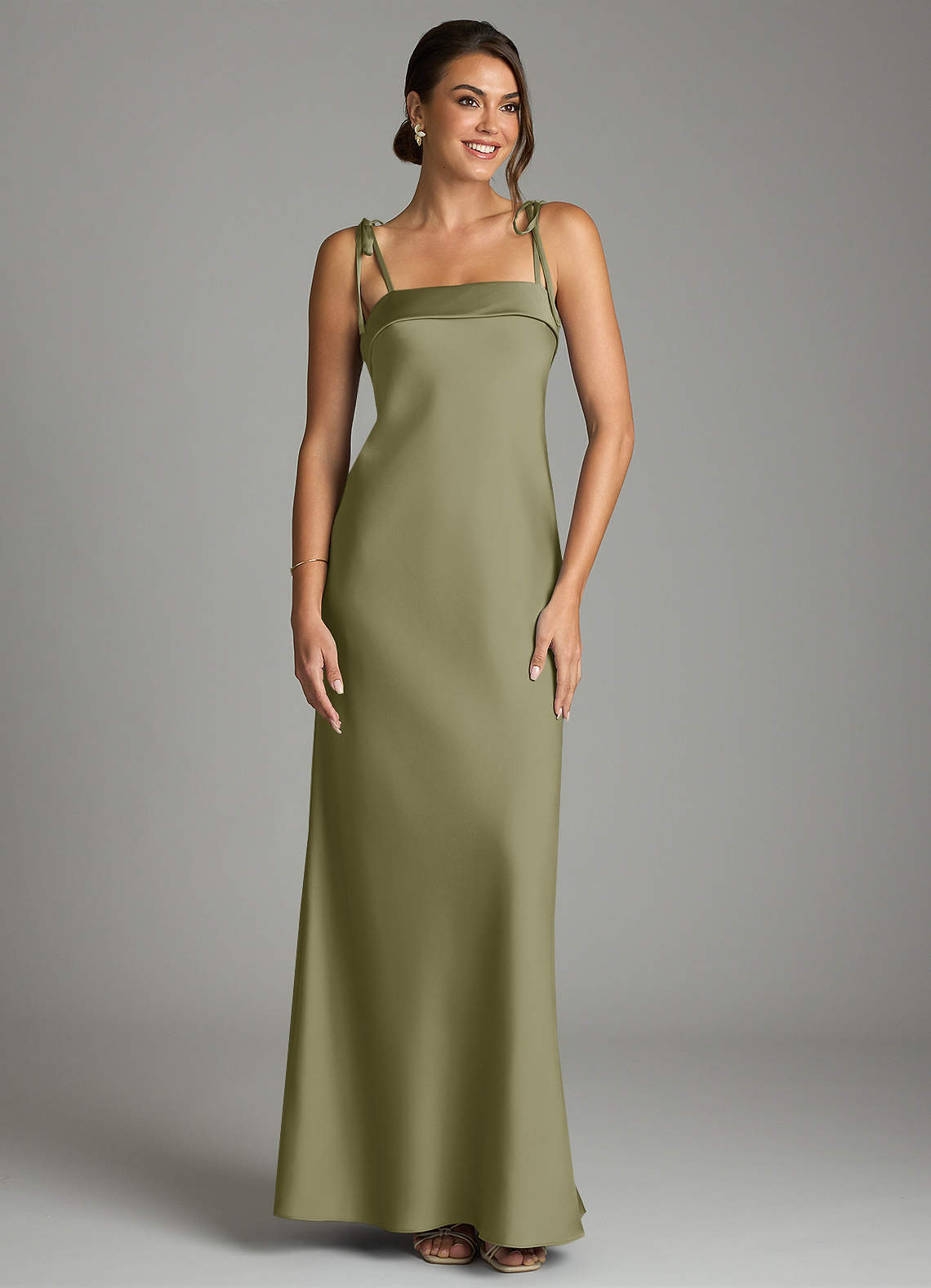 Azazie Sheath Straight Floor-Length Stretch Satin Bridesmaid Dresses - Pistachio Azazie Sheath Straight Floor-Length Stretch Satin Bridesmaid Dresses - Pistachio