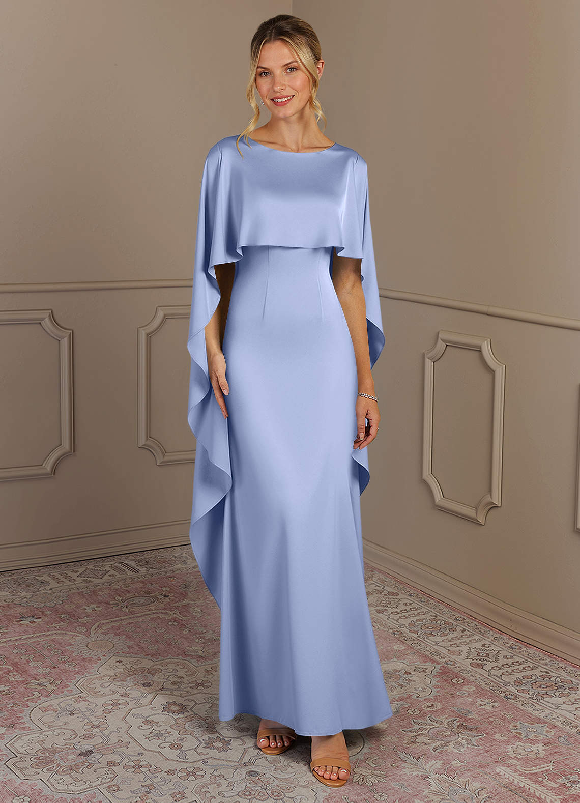 Azazie Eli Ice Sheath Boatneck Stretch Satin Dress | Azazie Azazie Eli Ice Sheath Boatneck Stretch Satin Dress | Azazie
