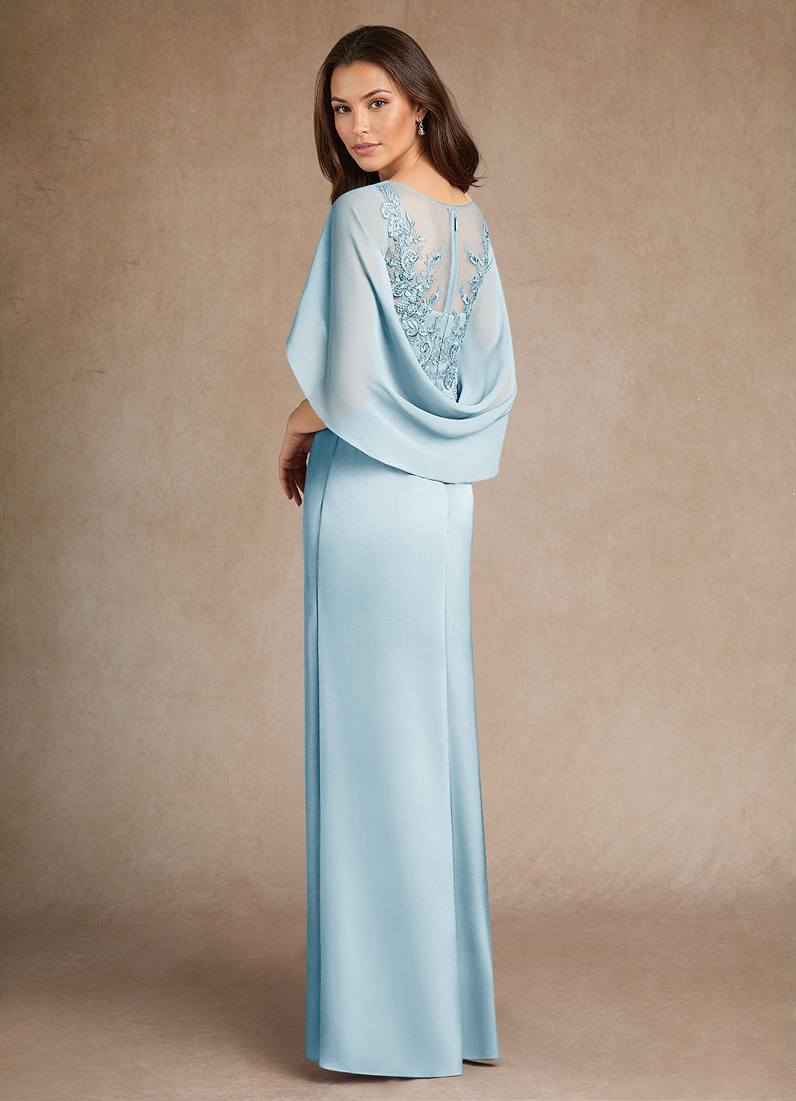 Azazie Hera Abiti per la Madre della Sposa Abito A-Line in Raso Elasticizzato Pizzo Azzurro image2
