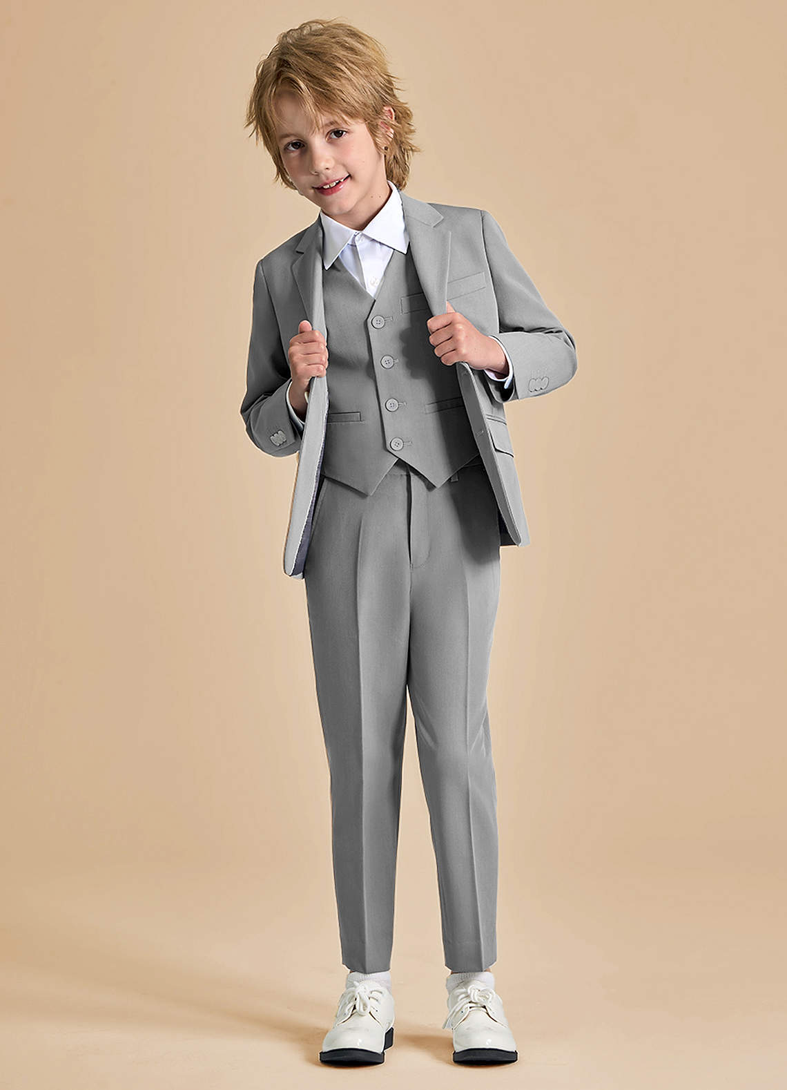 front Oliver Boys Grey 3-Piece Suit
