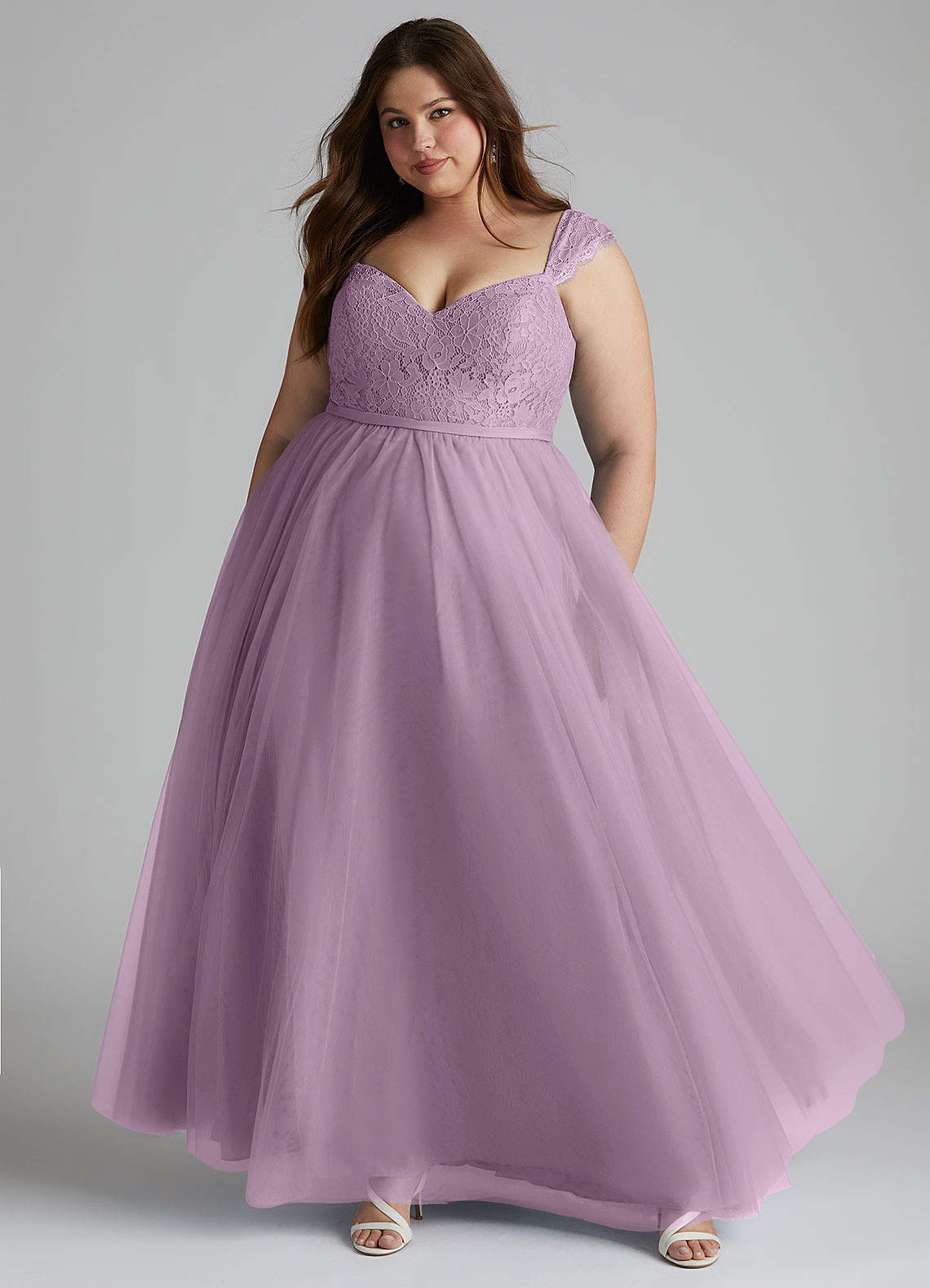 Azazie Luxi Bridesmaid Dresses Wisteria A-Line Pleated Tulle Dress image1