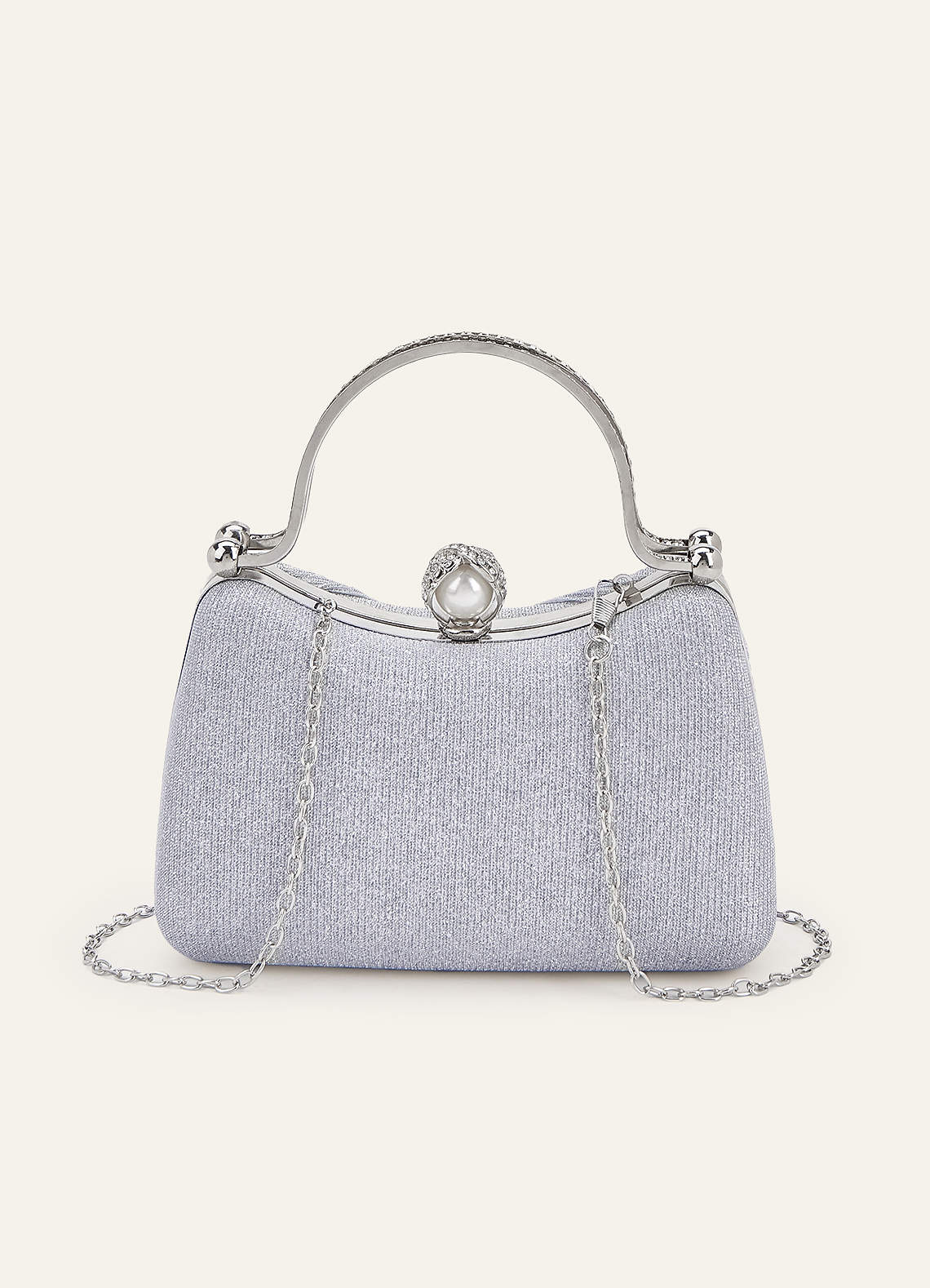 front Glittery Pleated Knot Clutch