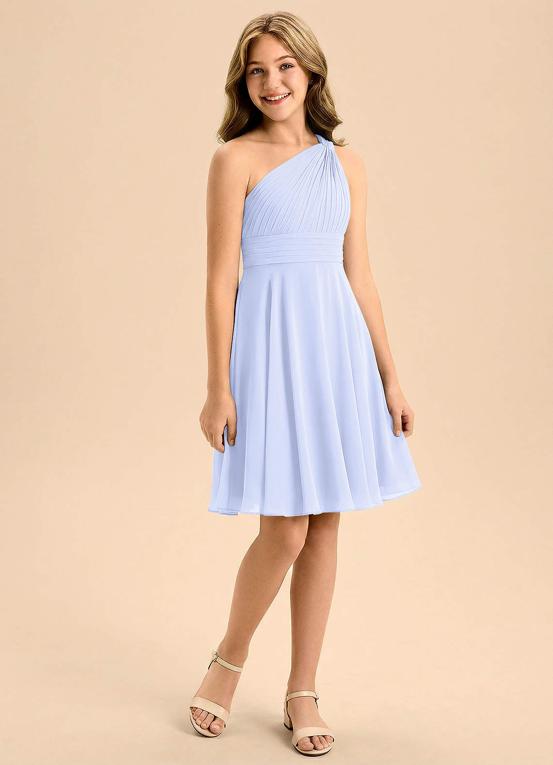Azazie Charlize Junior Lavender A-Line Pleated Chiffon Dress image2