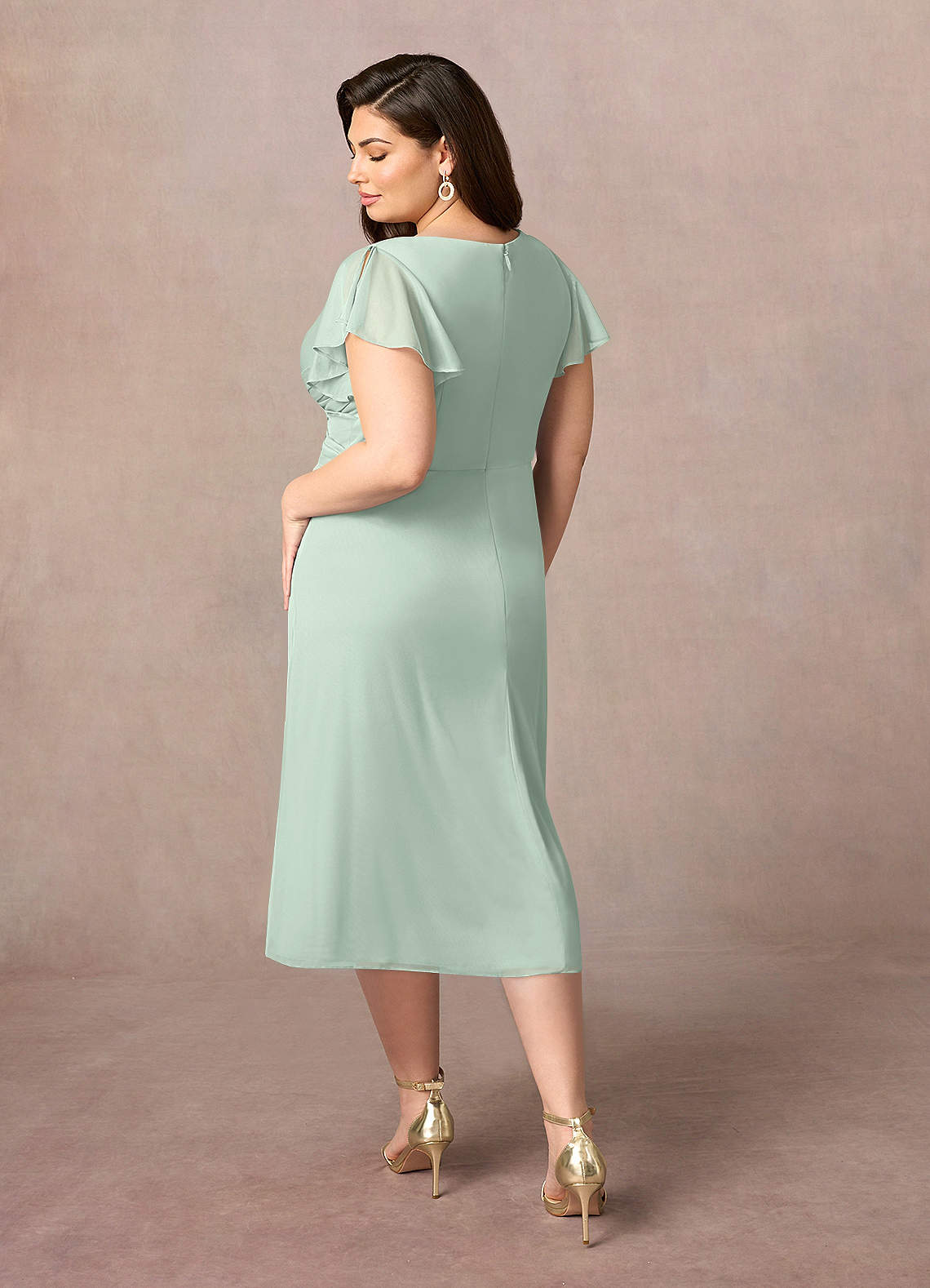 Azazie Vera Abiti per la Madre della Sposa Abito A-Line in Maglia con Scollo a V a Pieghe Agave image7