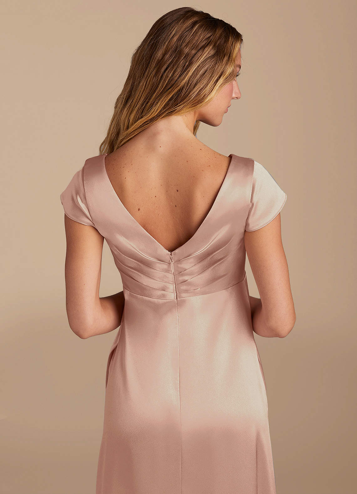 Azazie Allessia Venta Final Vestido de Corte en A Hasta el suelo Satén Metálico image5