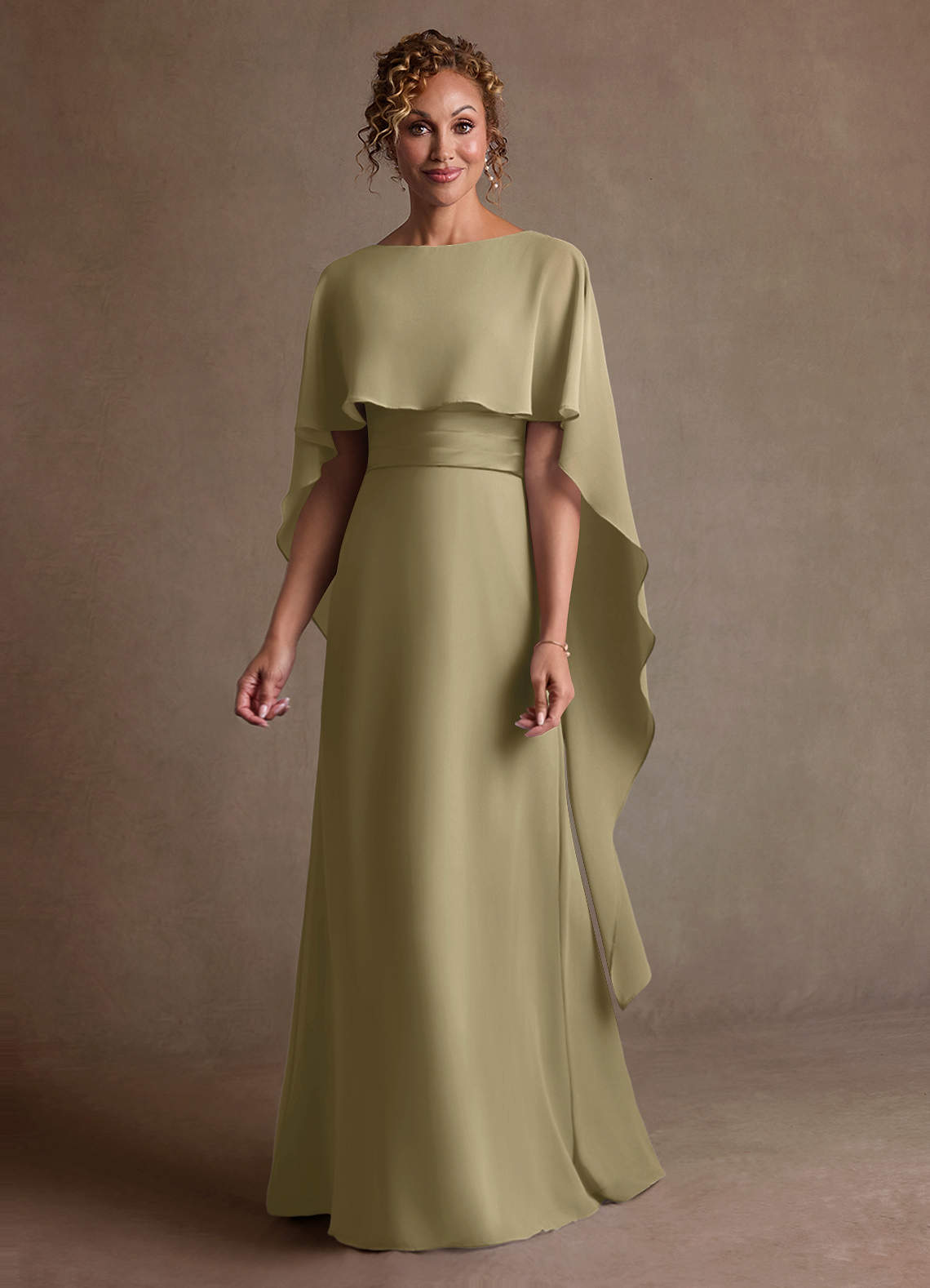 Azazie Marilla Mother of the Bride Dresses Moss Green A-Line Pleated Chiffon Dress image3