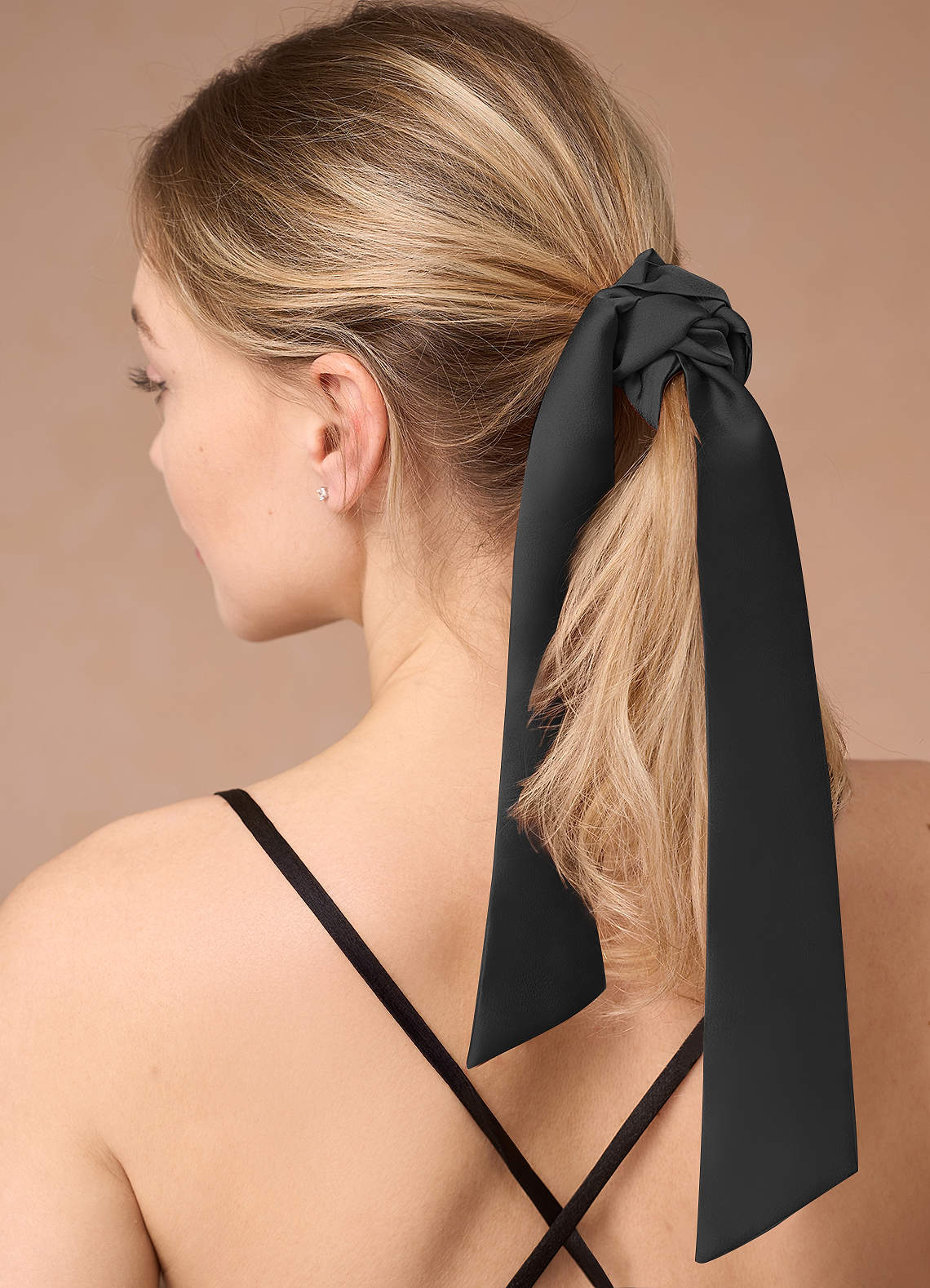 front Matching Color Stretch Satin Hair Scarf