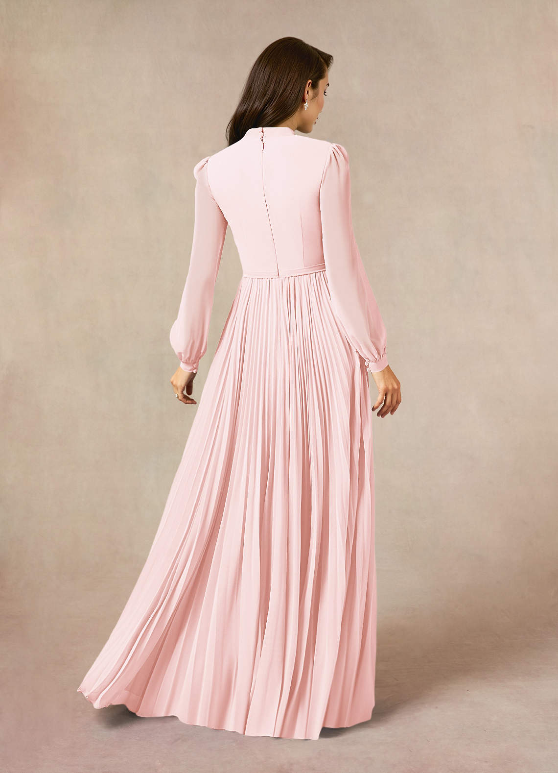 Azazie Adellah Mother of the Bride Dresses Blushing Pink A-Line Pleated Chiffon Dress image2