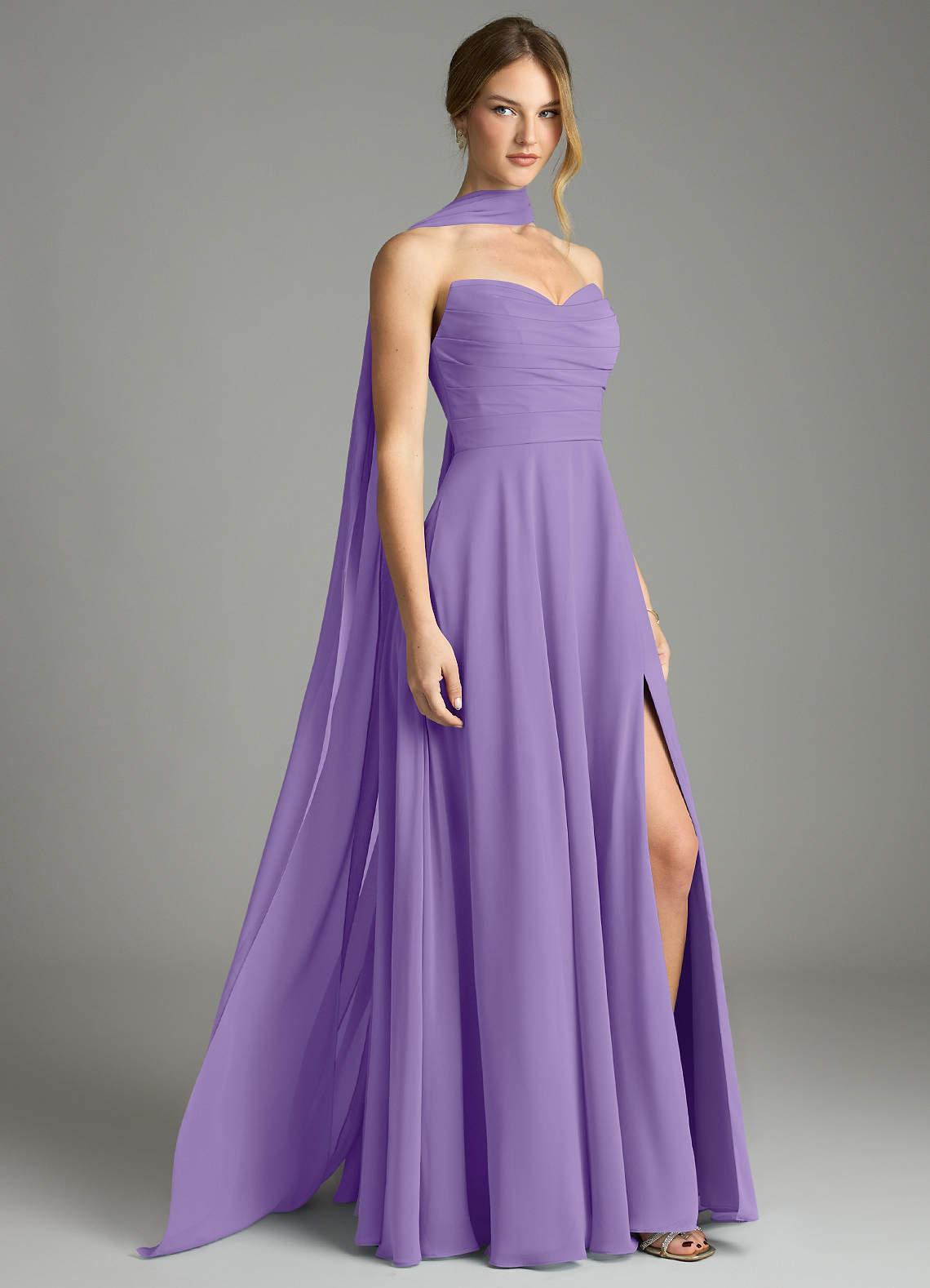 Azazie Ayla Abiti da Damigella Abito A-Line in Chiffon Scollo a Cuore Tahiti image1