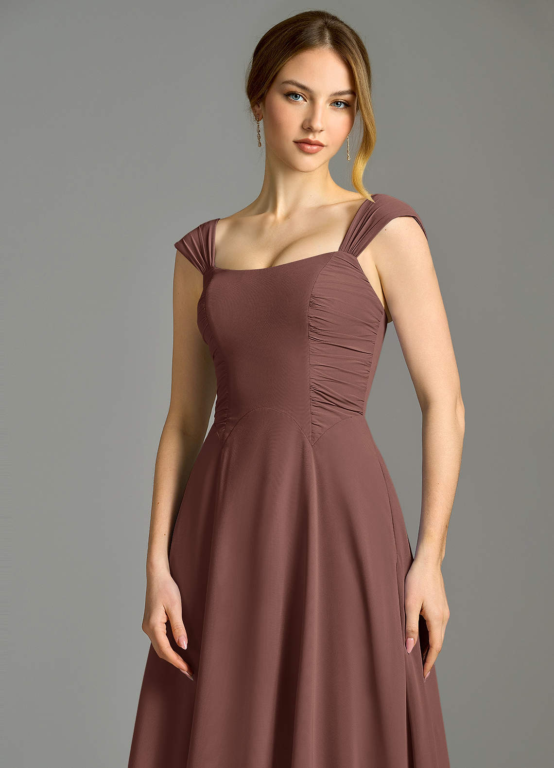 Azazie Oasis Espresso Chiffon Bridesmaid Dresses | Azazie