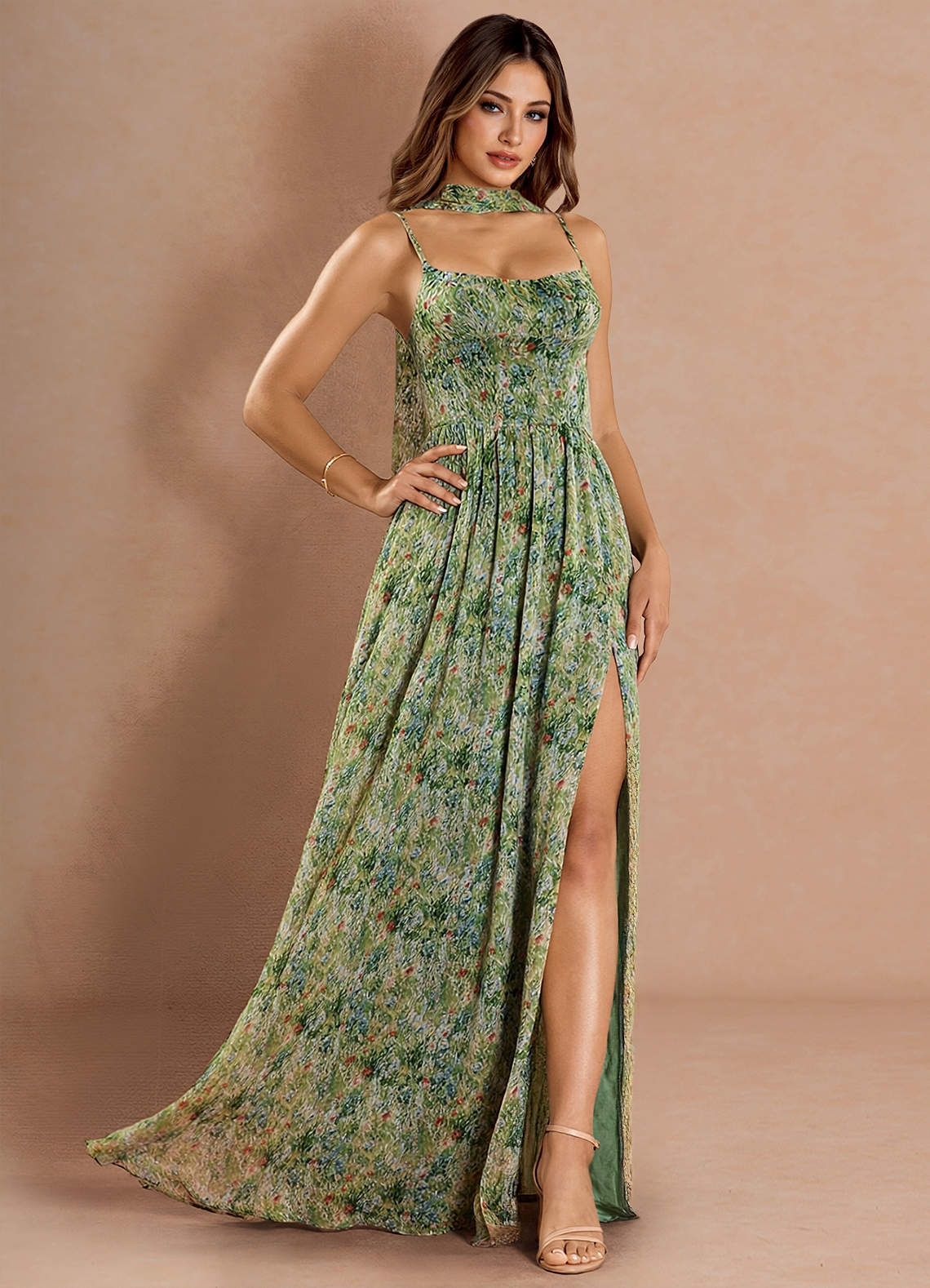 Lolla Green Floral Maxi Dress | Azazie