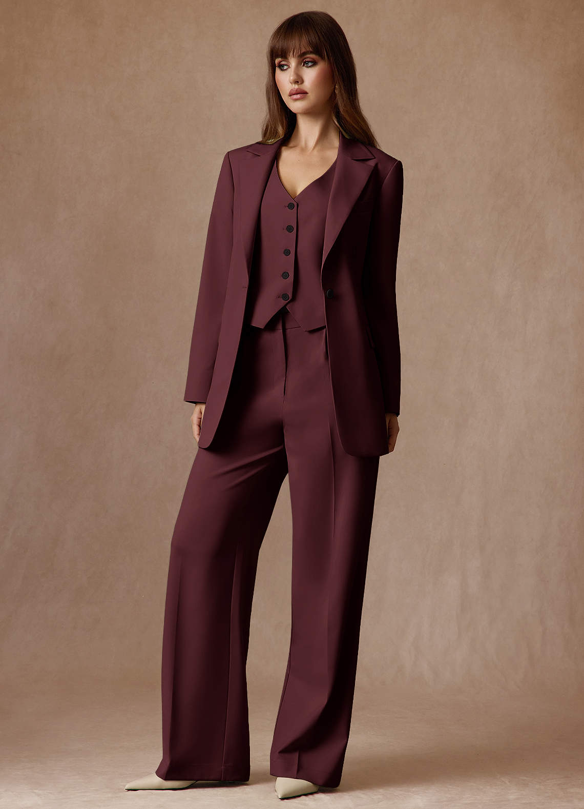 front Rowan Cabernet Refined Weave Performance blazer
