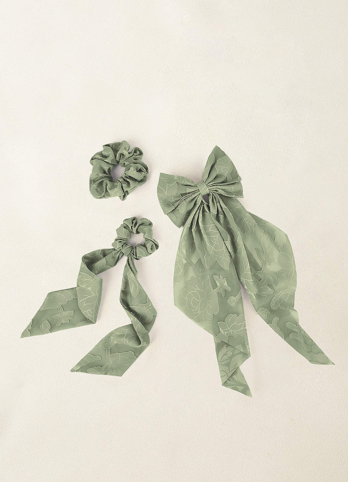 front Matching Color Floral Burnout Bow Hair Clip