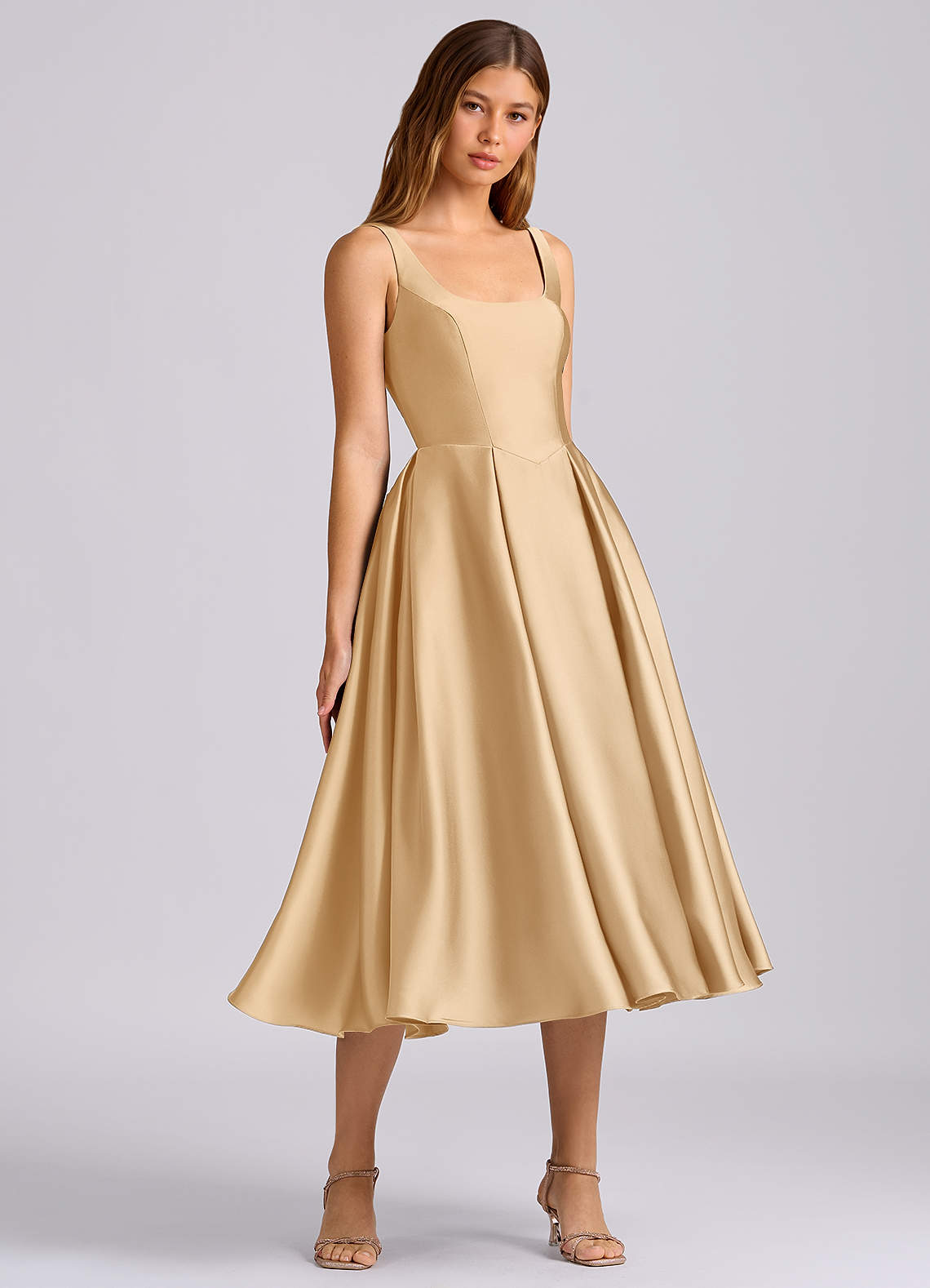 slim fit dress slacks Tea Length A-Line Sequin Wedding Guest Dress with Short Sleeves