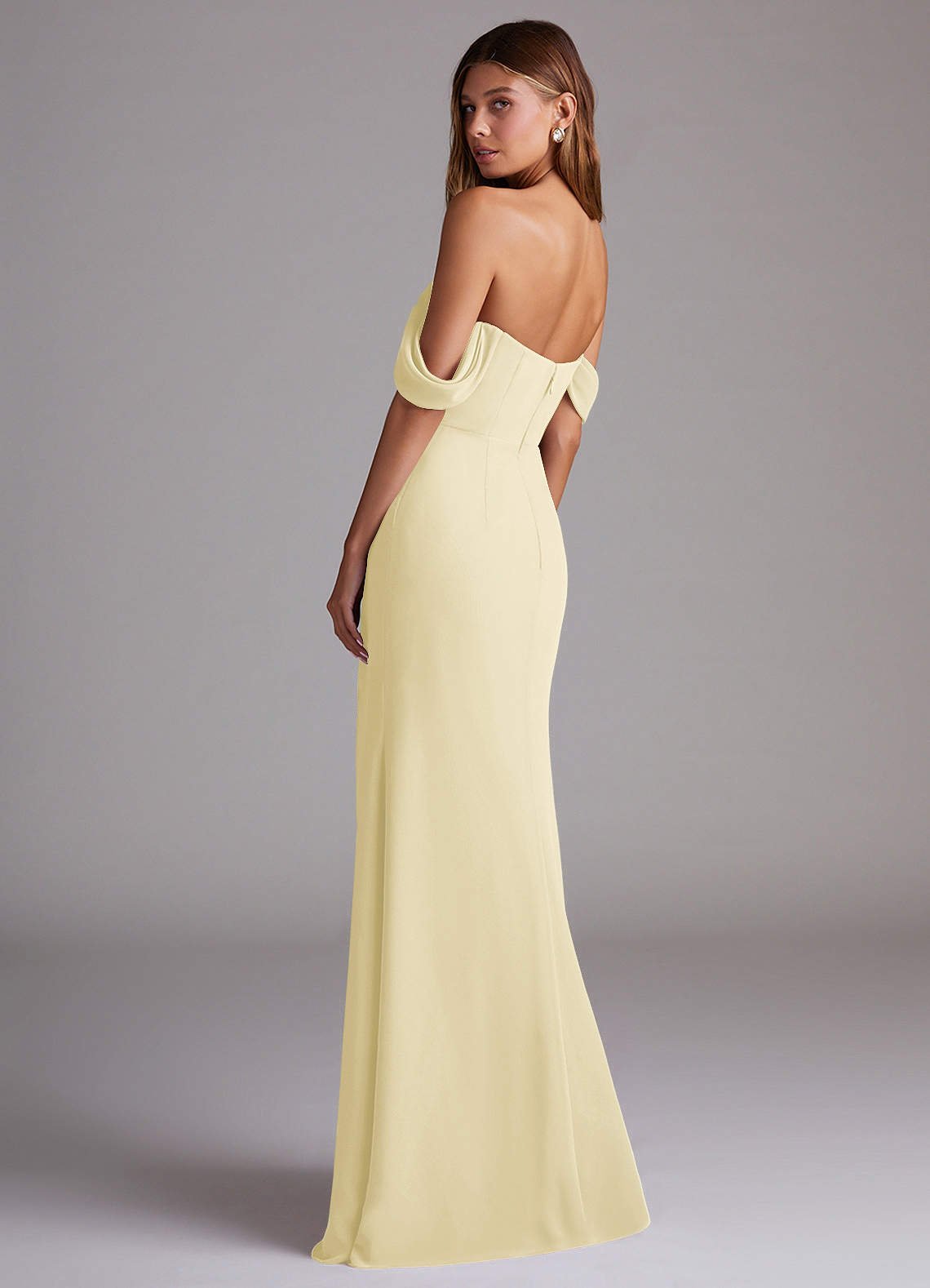 Azazie Saige Bridesmaid Dresses Lemon Sorbet A-Line Off the Shoulder Chiffon Convertible Dress image7