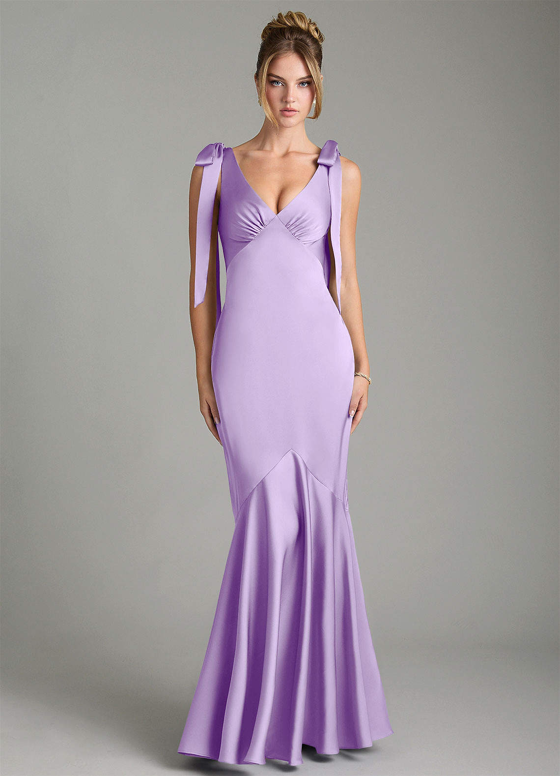 lilac mermaid bridesmaid dress Zapaka Women Lilac Strapless Mermaid Long Bridesmaid Dress Satin Wedding Guest Dress, Lilac / US8