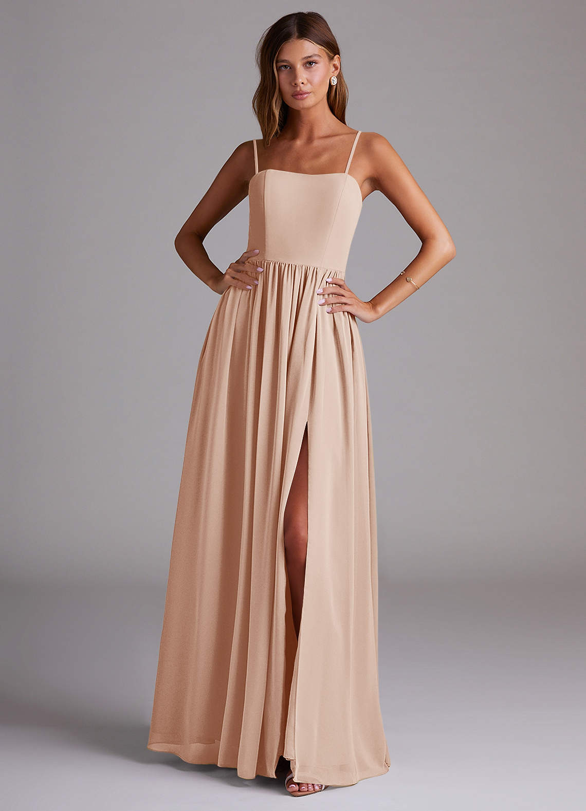 Azazie Calianna Bridesmaid Dresses English Rose A-Line Off the Shoulder Chiffon Convertible Dress image1