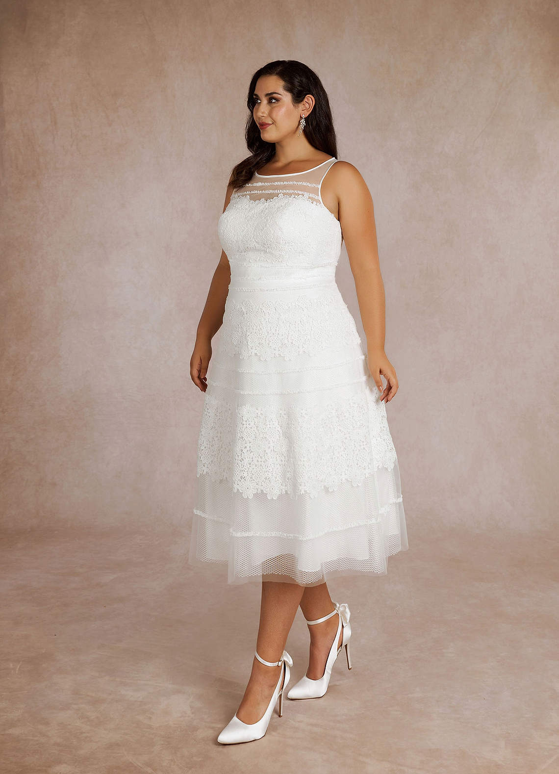 Azazie Azul Wedding Dresses Diamond White A-Line Sweetheart Lace Tulle Dress image13