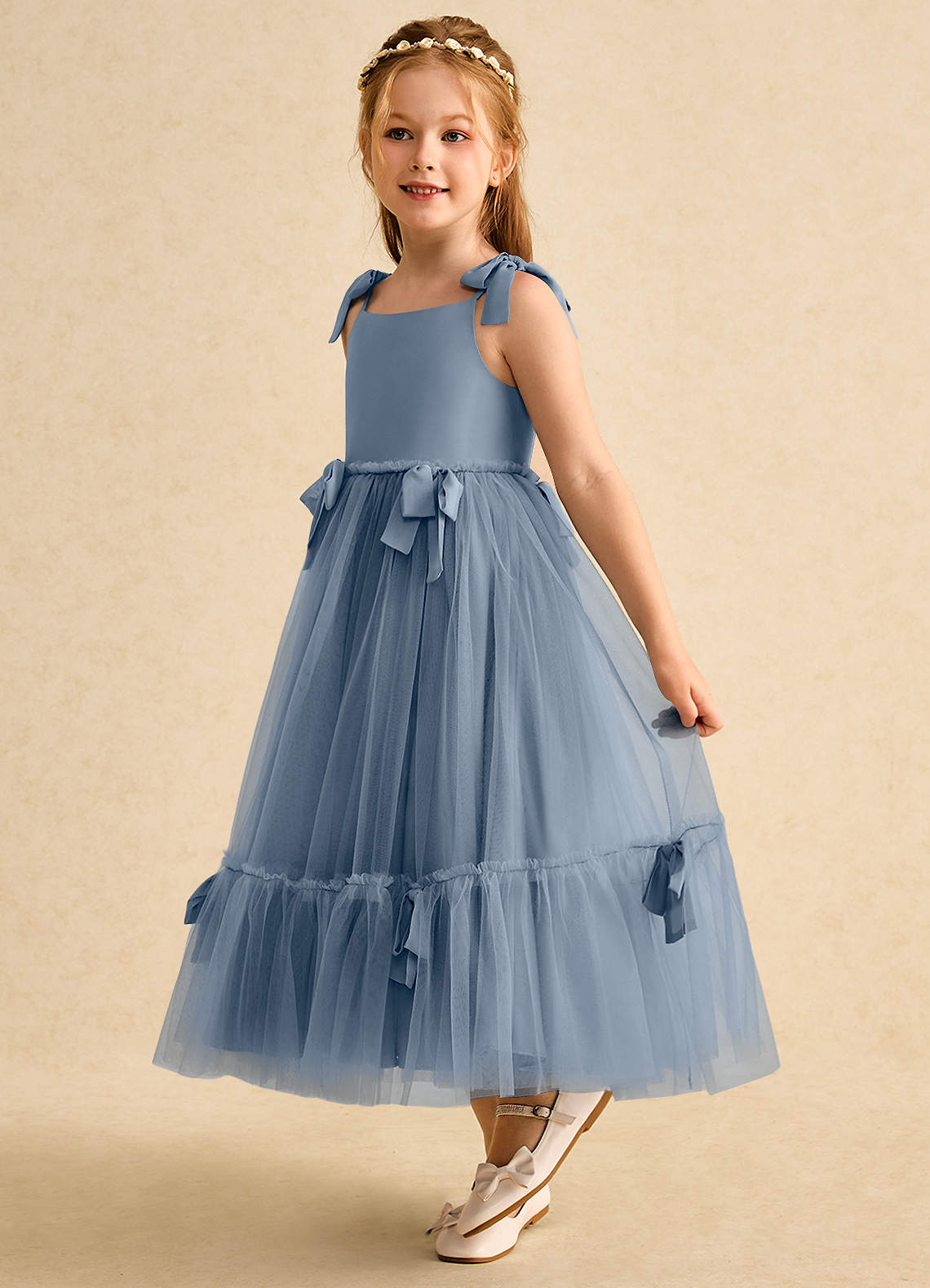 Azazie Jaci Flower Girl Dresses Twilight A-Line Spaghetti Strap Chiffon Dress image1