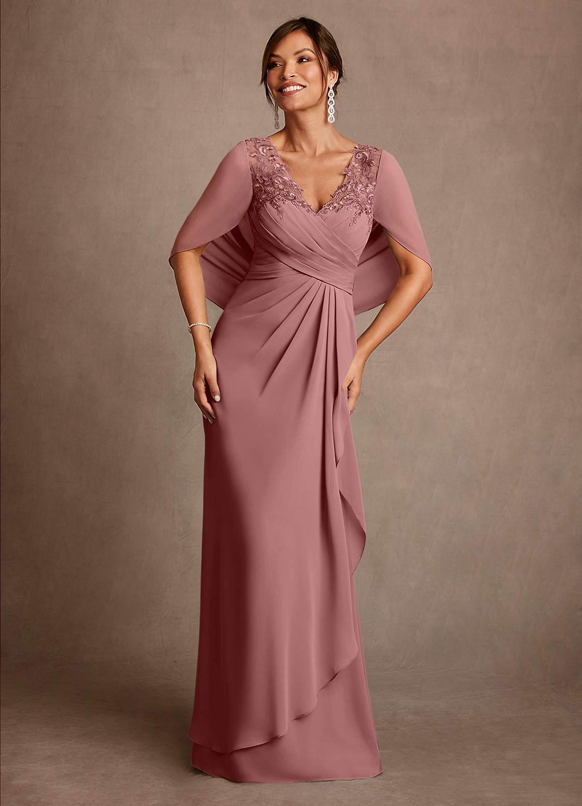 Azazie Santa Clara Desert Rose A-Line Lace Dress | Azazie